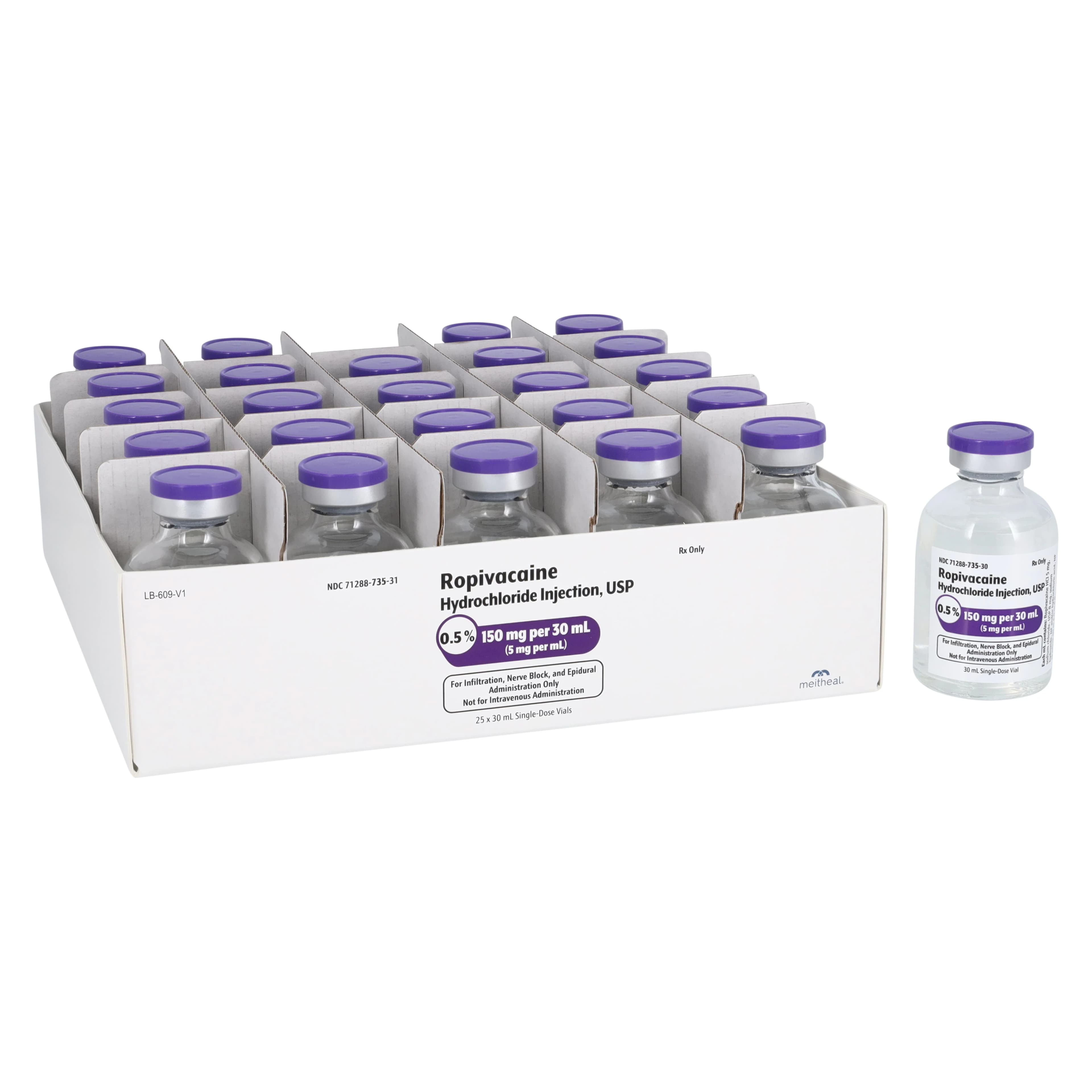 Ropivacaine HCl Injection 5mg/mL, Single-Dose Vial, 30mL, 25/Package - Ropivacaine Inj SDV 30mL - Image 1