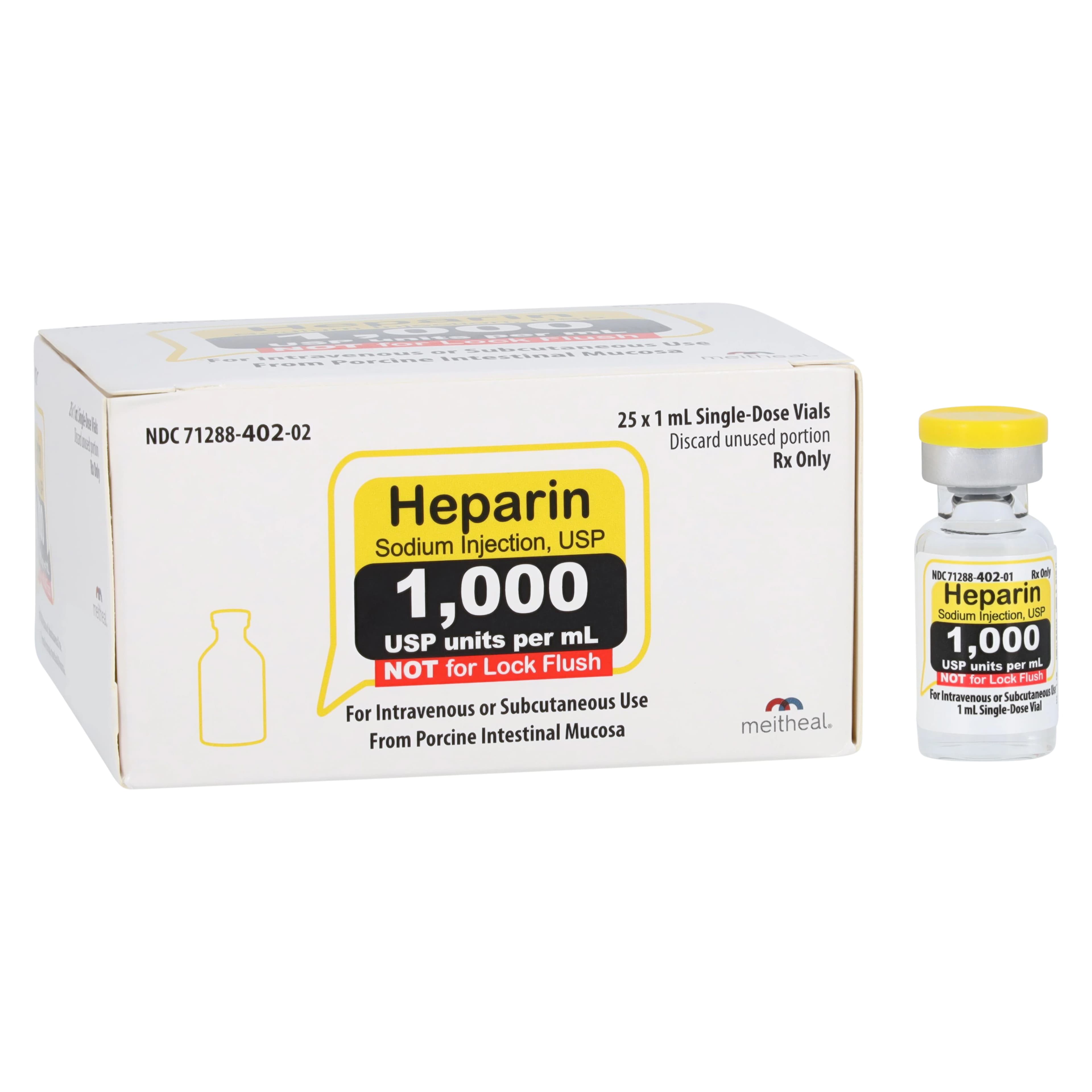 Heparin Sodium Injection (Pork), 1,000 U/mL, SDV 1mL, 25/Package - Heparin Sod (Pork) Inj SDV 1mL - Image 1