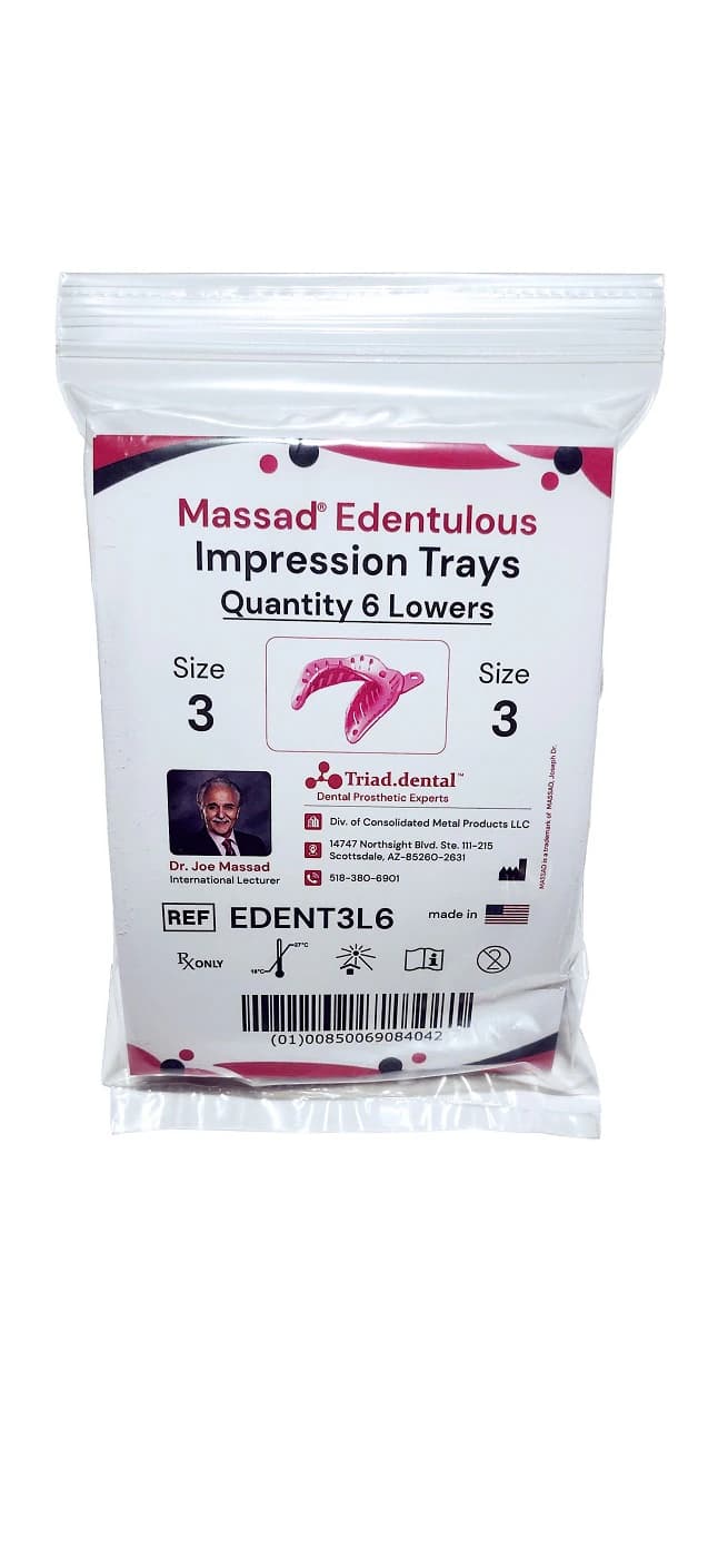 Massad Edentulous Impression Trays, Size 3 Lower, 6/Pkg, CONMP thumbnail 2