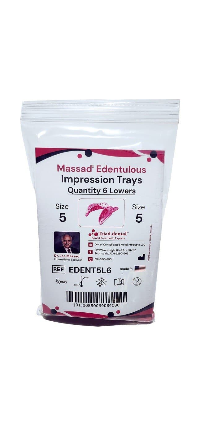 Massad Edentulous Impression Trays, Size 5 Lower, Disposable, 6/Pkg thumbnail 2