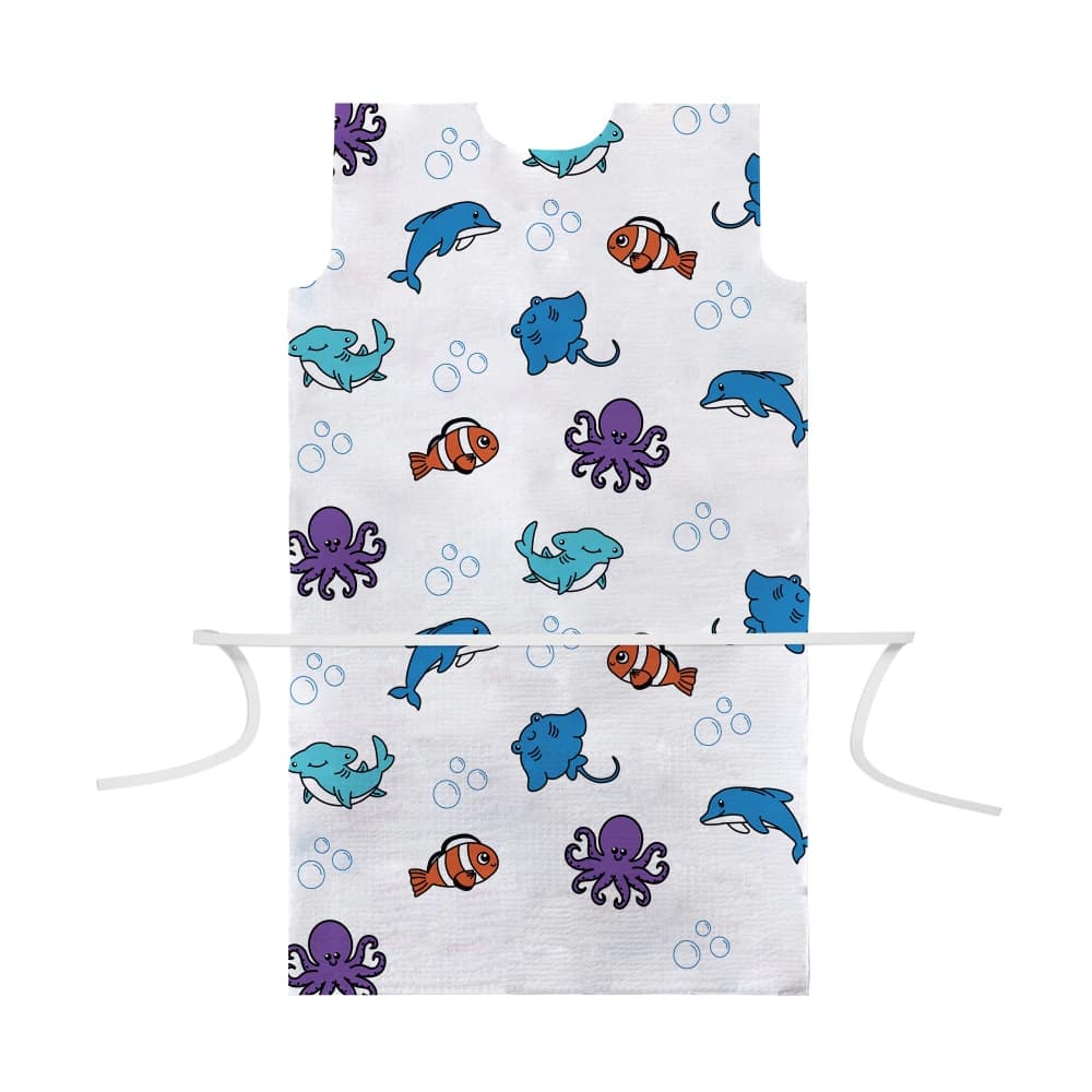 Graham Medical Sea Me Grow Pediatric Exam Gown, Tissue/Poly/Tissue, Waist Tie, 20" x 36", Non-Sterile, Latex-Free, 50/Case - Gown Pediatric TPT Sea Me Grow - Image 1