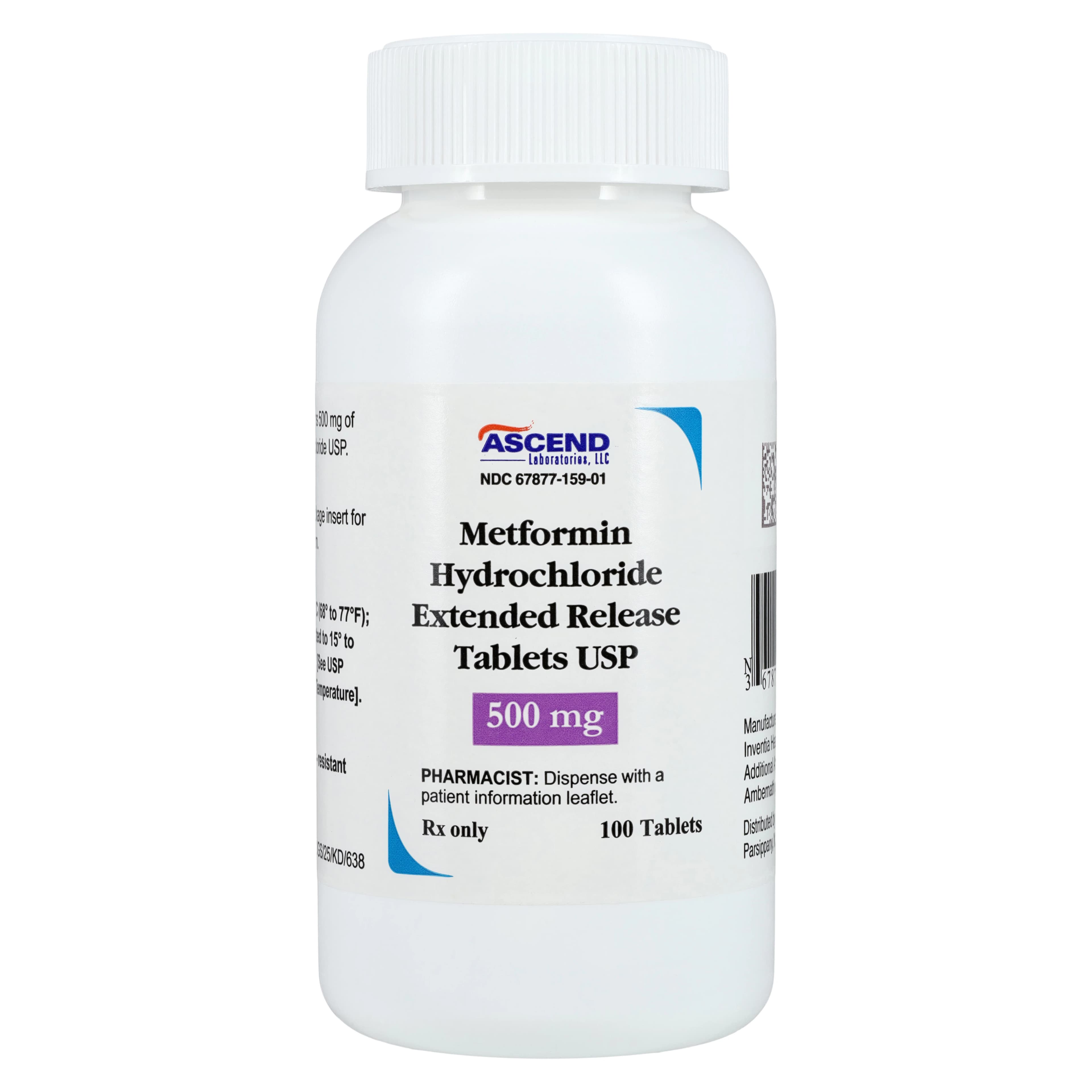 Metformin HCl ER Tablets, 500mg, Ascend Laboratories - Metformin HCl ER Tablets - Image 1