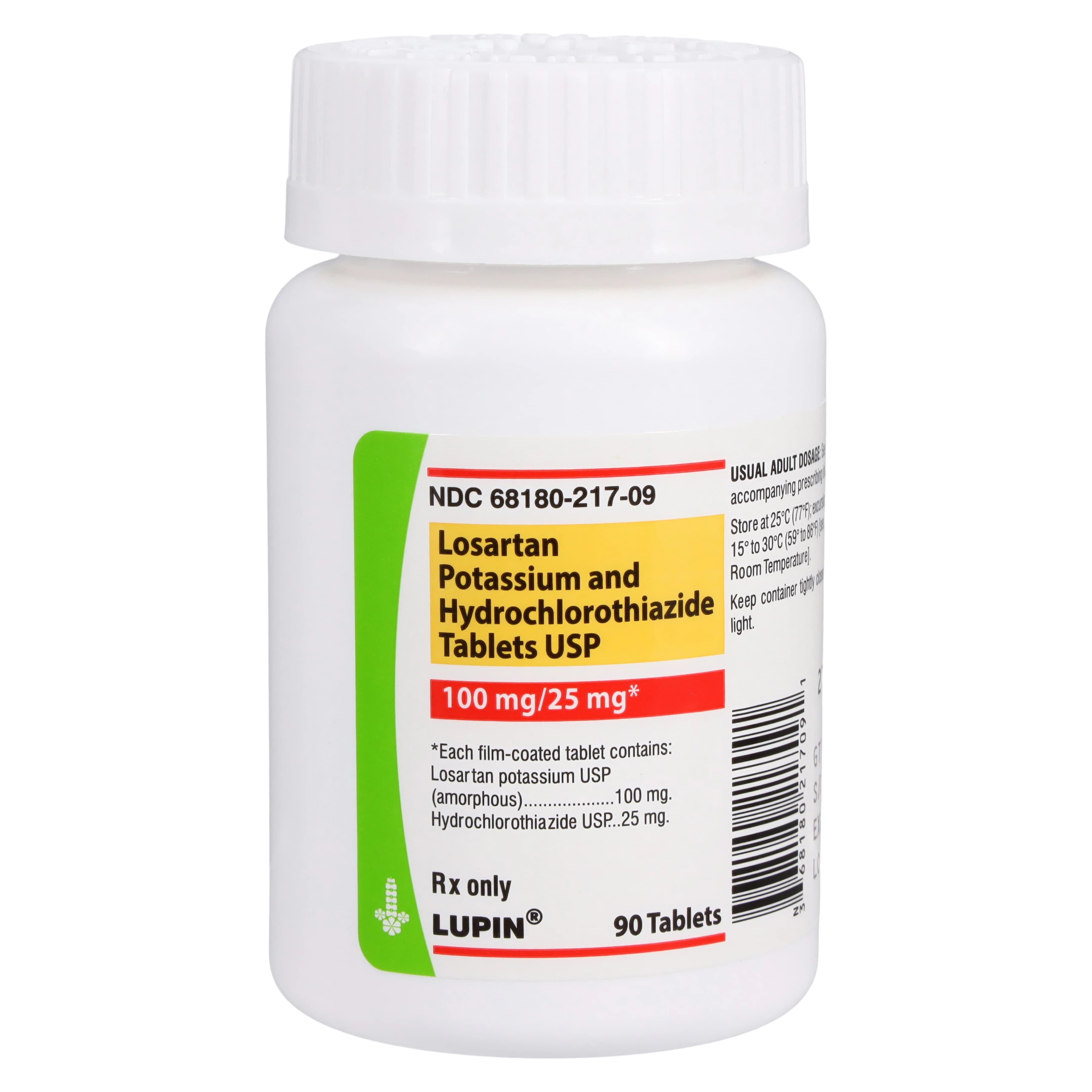 Losartan Potassium/HCTZ Tablet, 100/25mg, Bottle, Lupin Pharmaceuticals - Losartan Potassium/HCTZ Tablet - Image 1