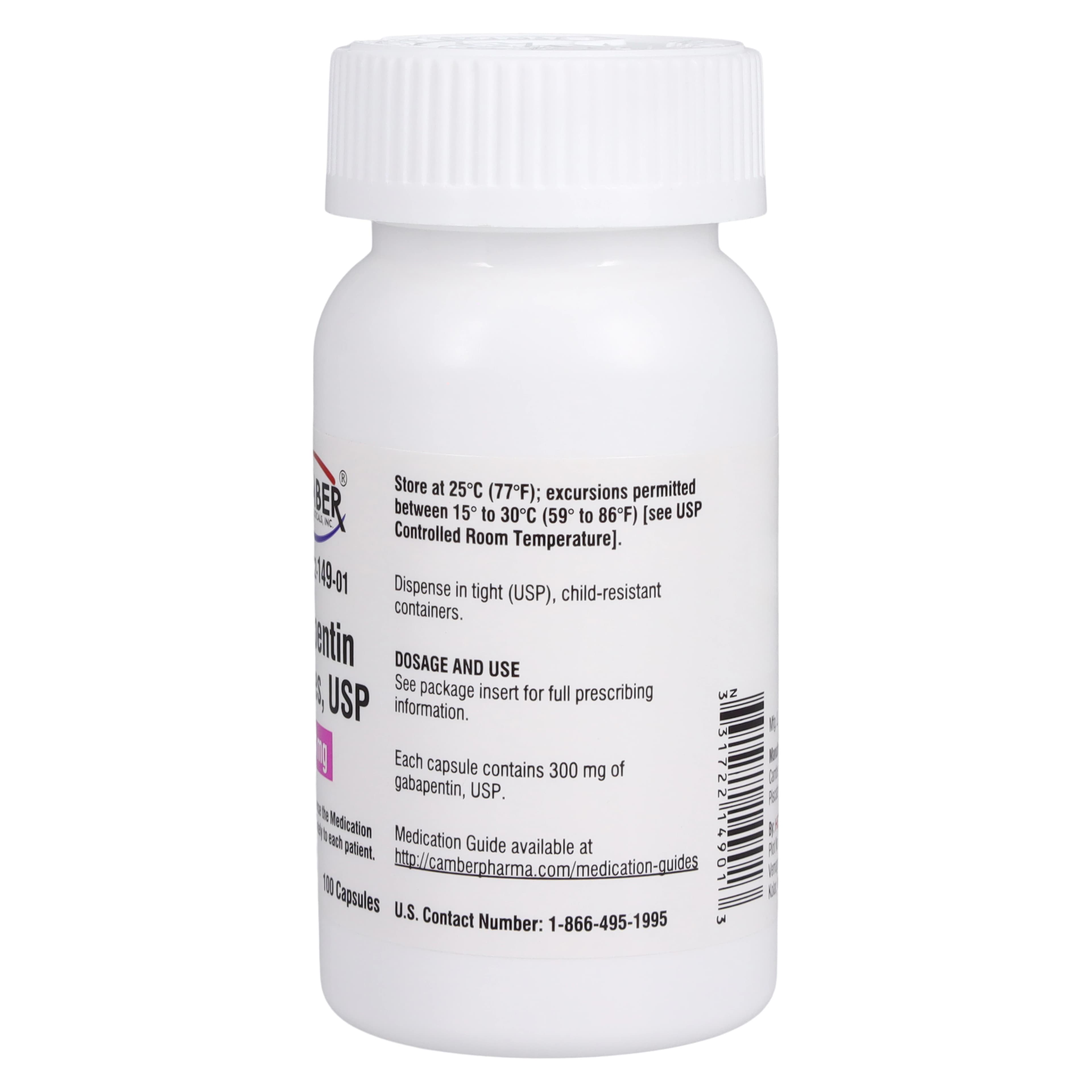 Gabapentin Capsules, 300mg, 100/Bottle, Camber Pharmaceuticals thumbnail 2