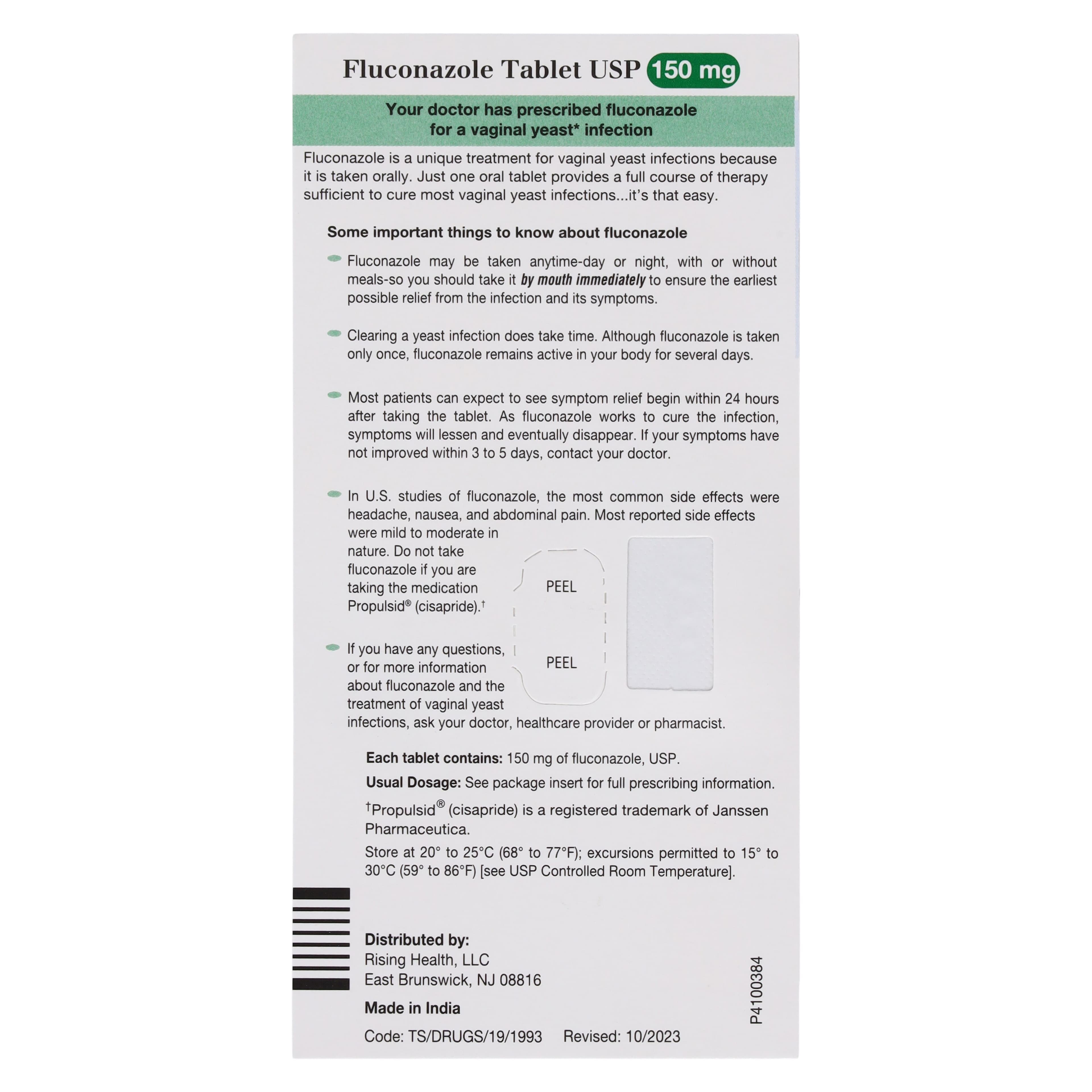 Fluconazole Tablets, 150mg, Unit Dose, 1x12/Package, Rising Pharmaceuticals thumbnail 3