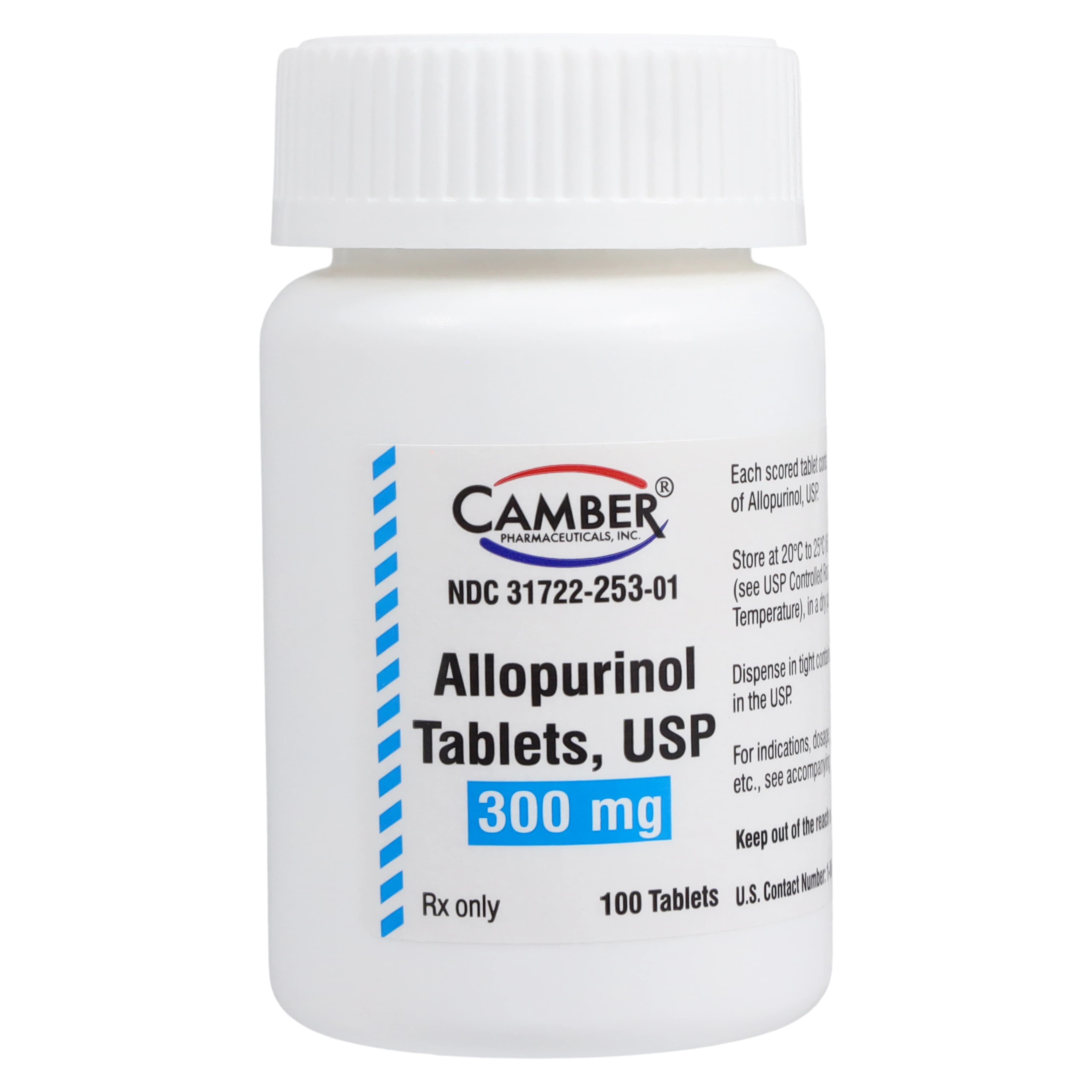 Allopurinol Tablets, 300mg, 100/Bottle, Camber Pharmaceuticals - Allopurinol Tablets - Image 1