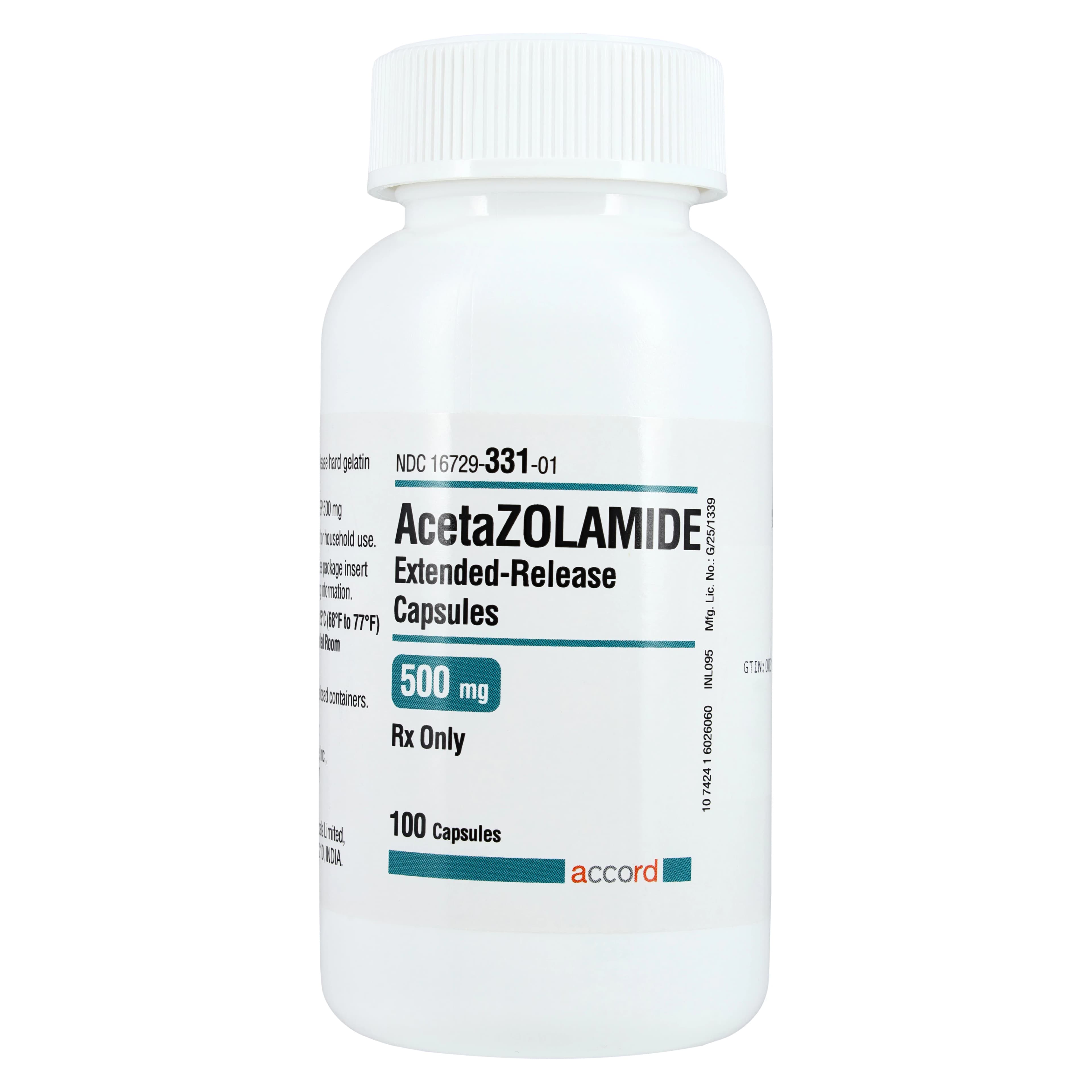 Acetazolamide ER Capsules 500mg, Extended-Release, 100/Bottle - Acetazolamide ER Capsules - Image 1