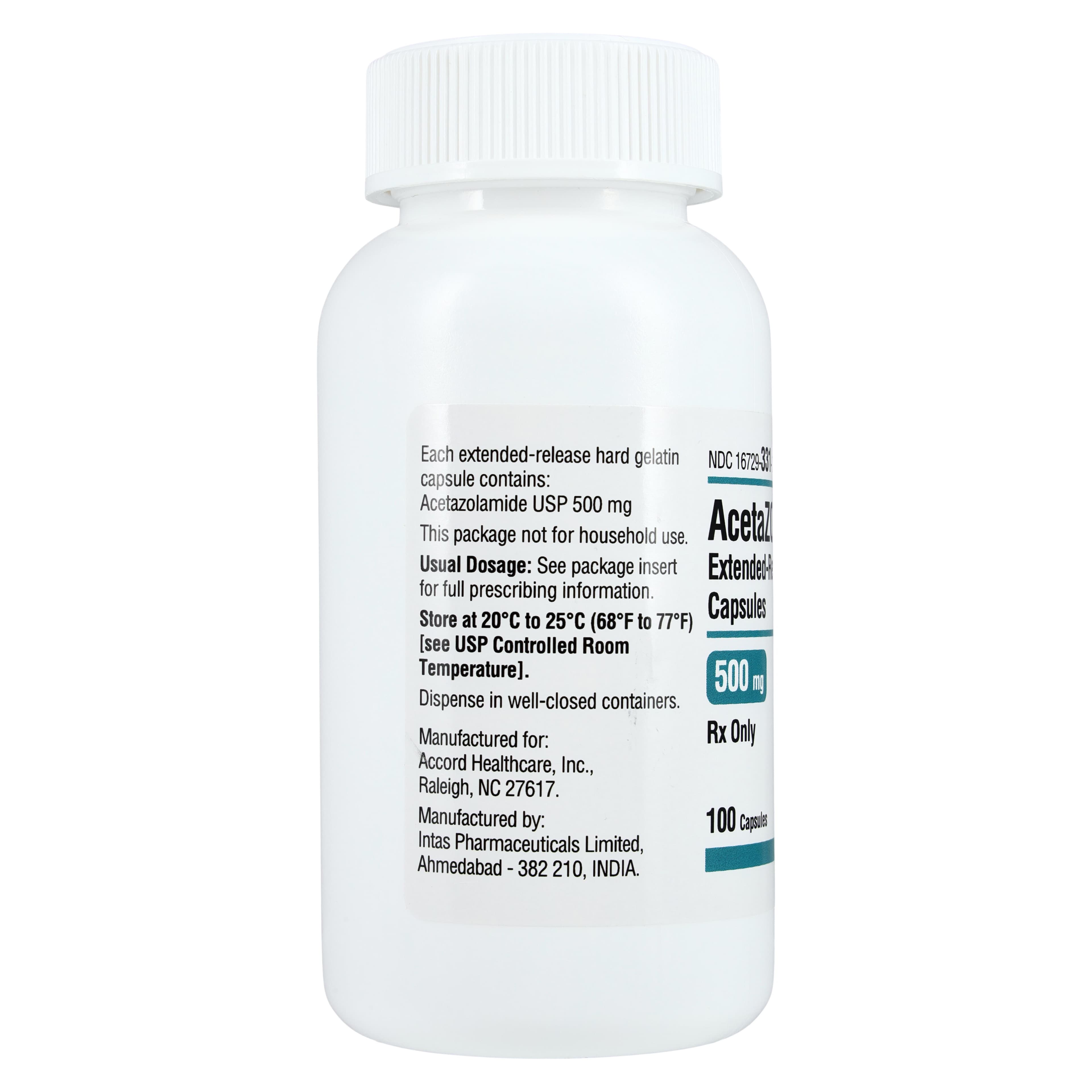 Acetazolamide ER Capsules 500mg, Extended-Release, 100/Bottle thumbnail 2