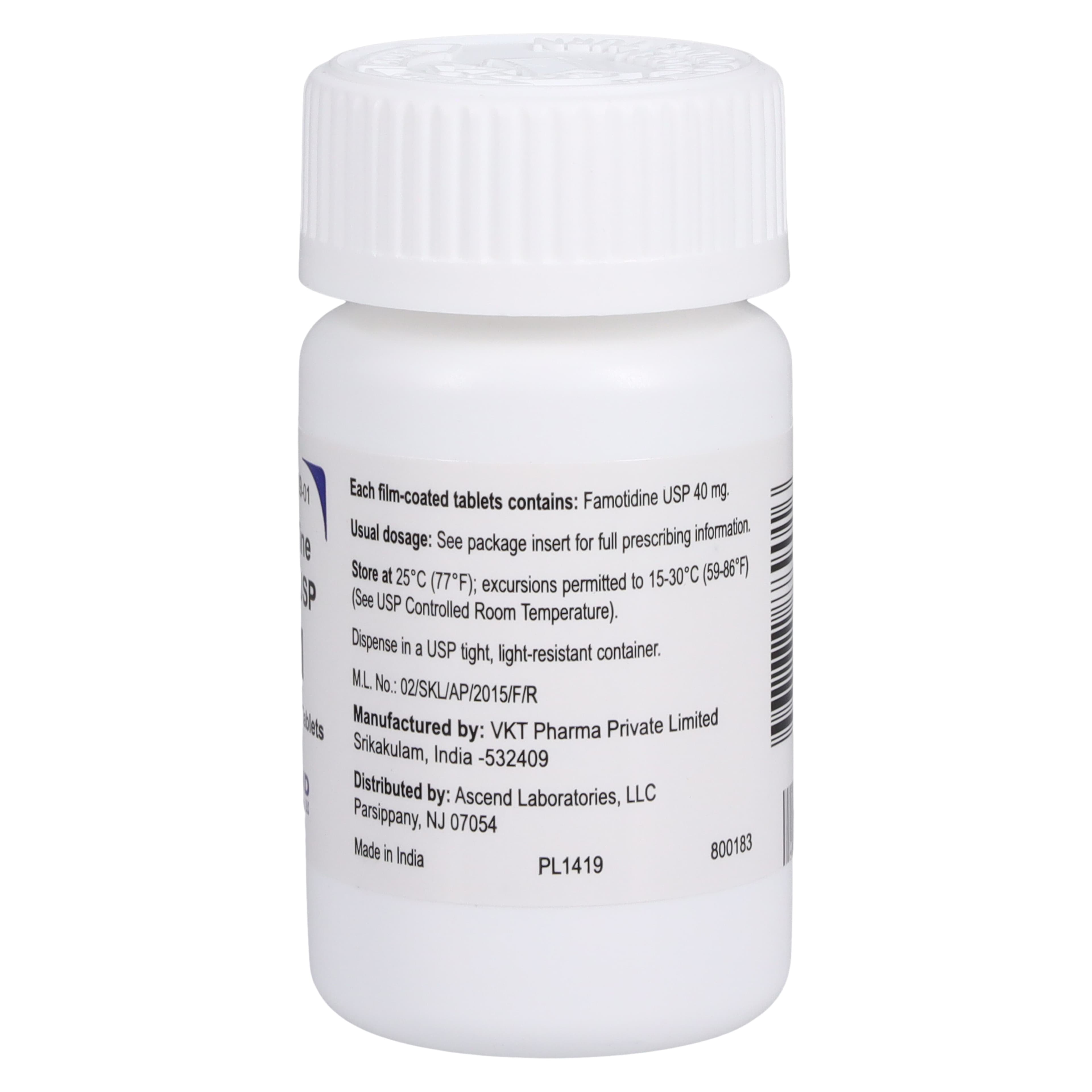 Famotidine Tablets, 40mg, 100/Bottle, Ascend Laboratories thumbnail 2
