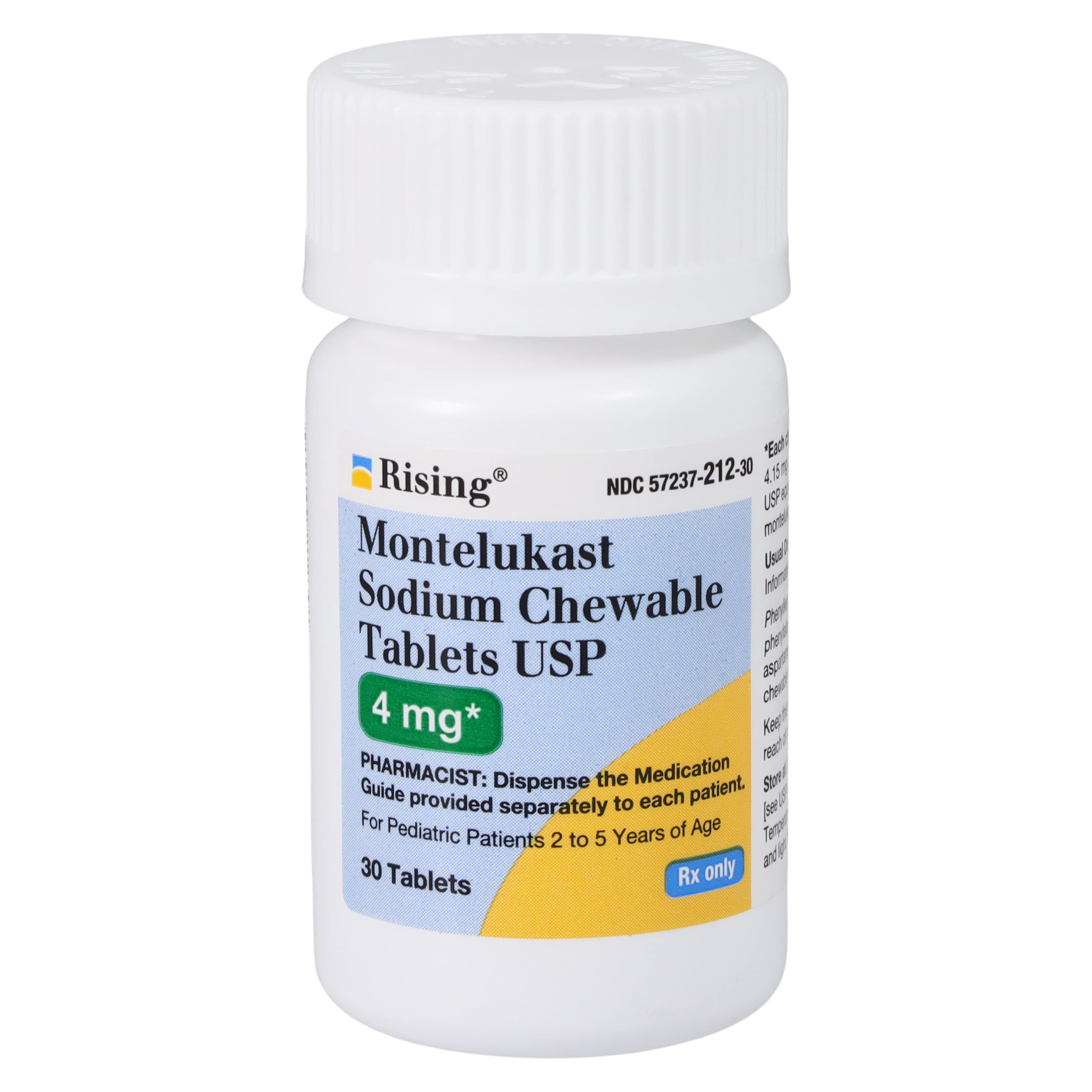 Montelukast Sodium Chewable Tablets 4mg, Bottle of 30, Rising Pharmaceuticals - Montelukast Sodium Chew Tabs - Image 1