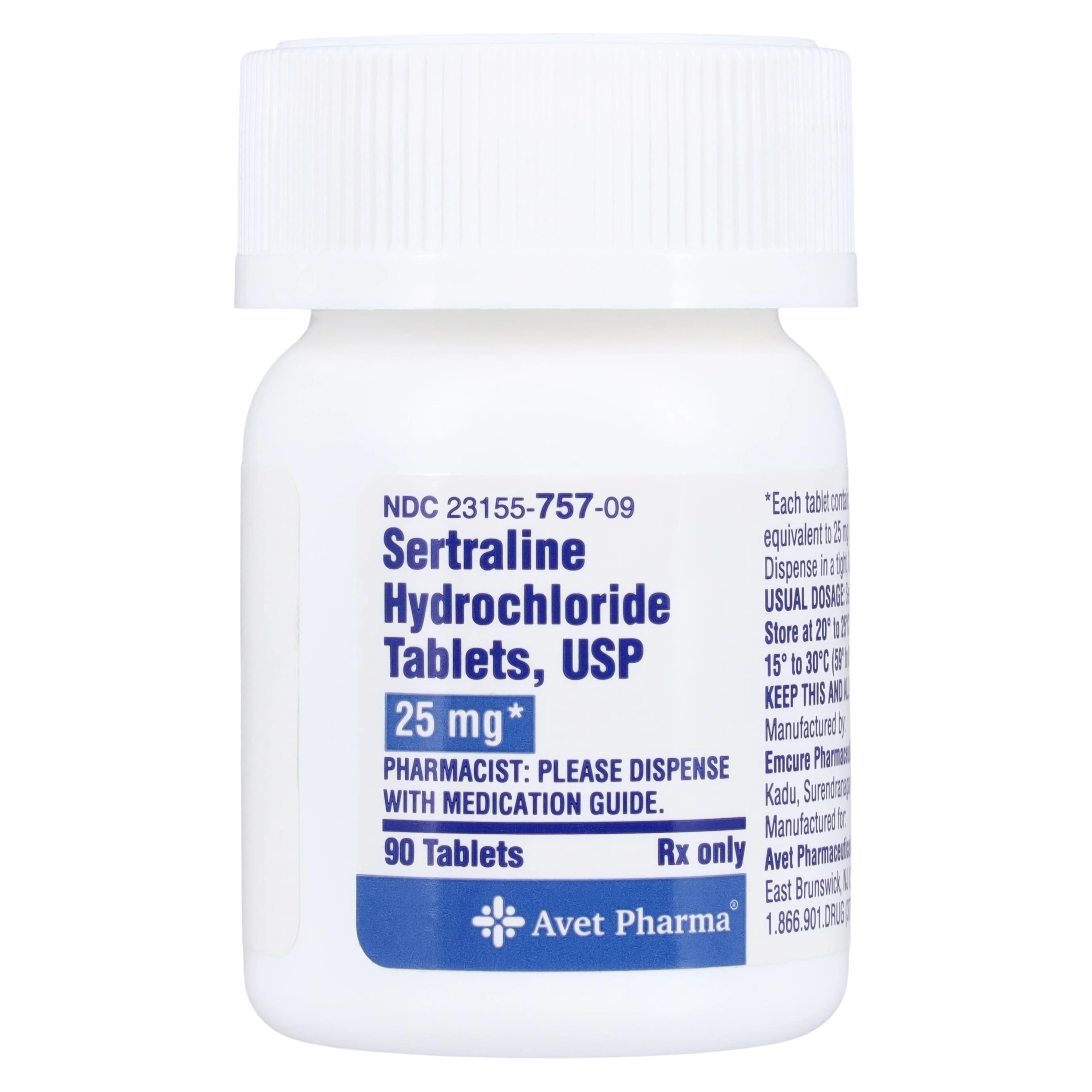 Sertraline HCl Tablets 25mg, 90 Count Bottle (Heritage Pharmaceuticals) - Sertraline HCl Tablets - Image 1