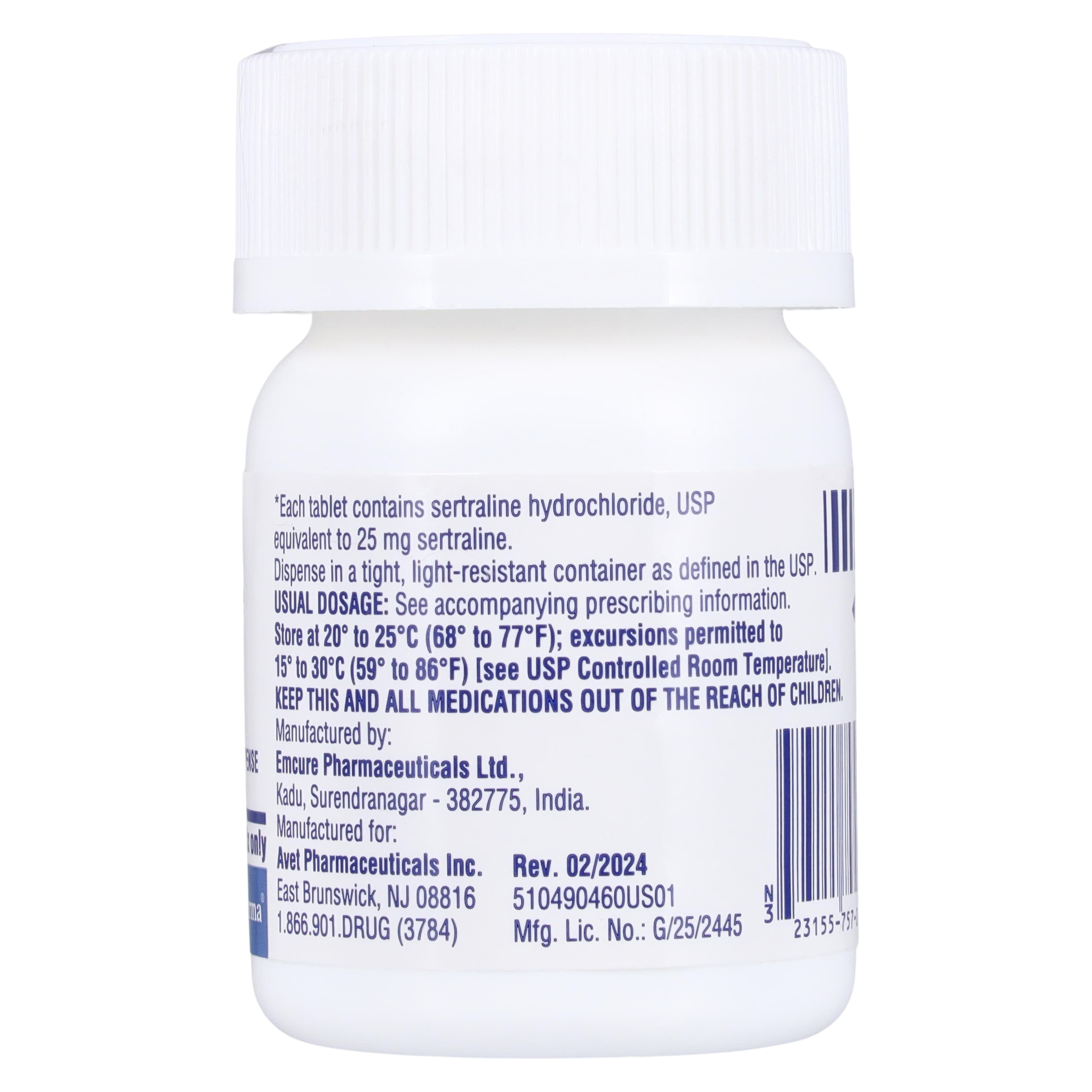 Sertraline HCl Tablets 25mg, 90 Count Bottle (Heritage Pharmaceuticals) thumbnail 2