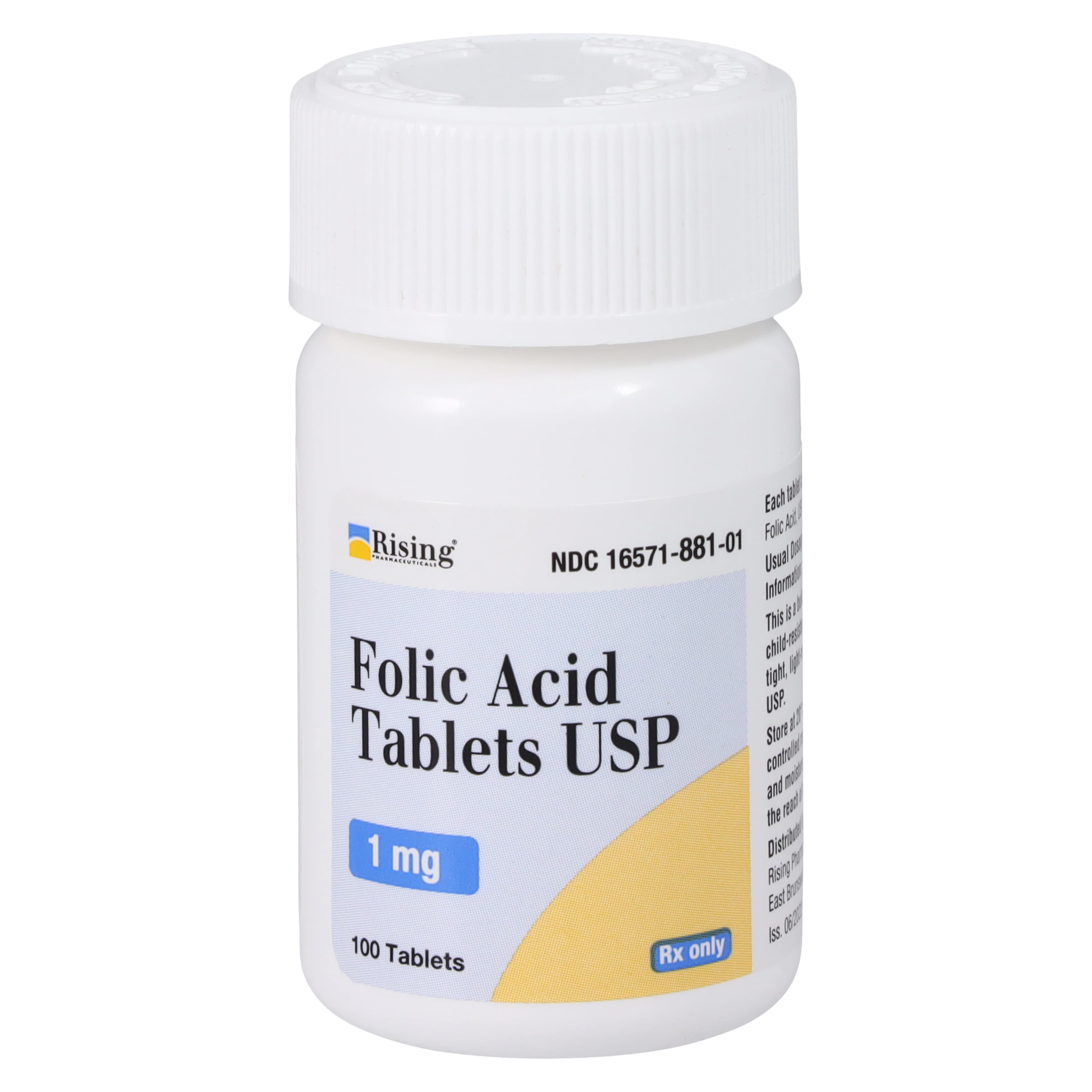 Folic Acid Tablets 1mg, 100 Tablets per Bottle - Folic Acid Tablets - Image 1
