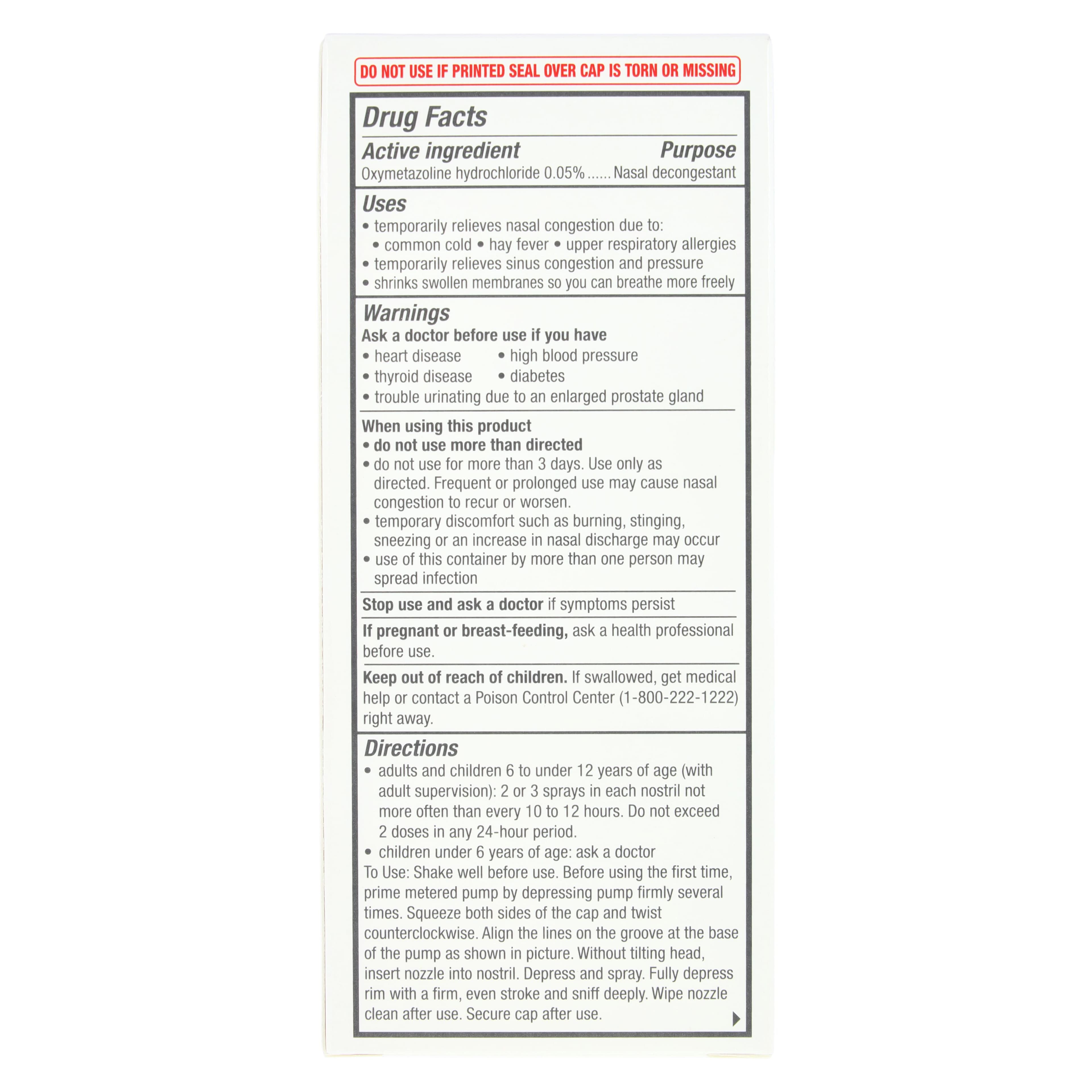 Oxymetazoline HCl Nasal Spray 0.05%, 1 oz Bottle thumbnail 5