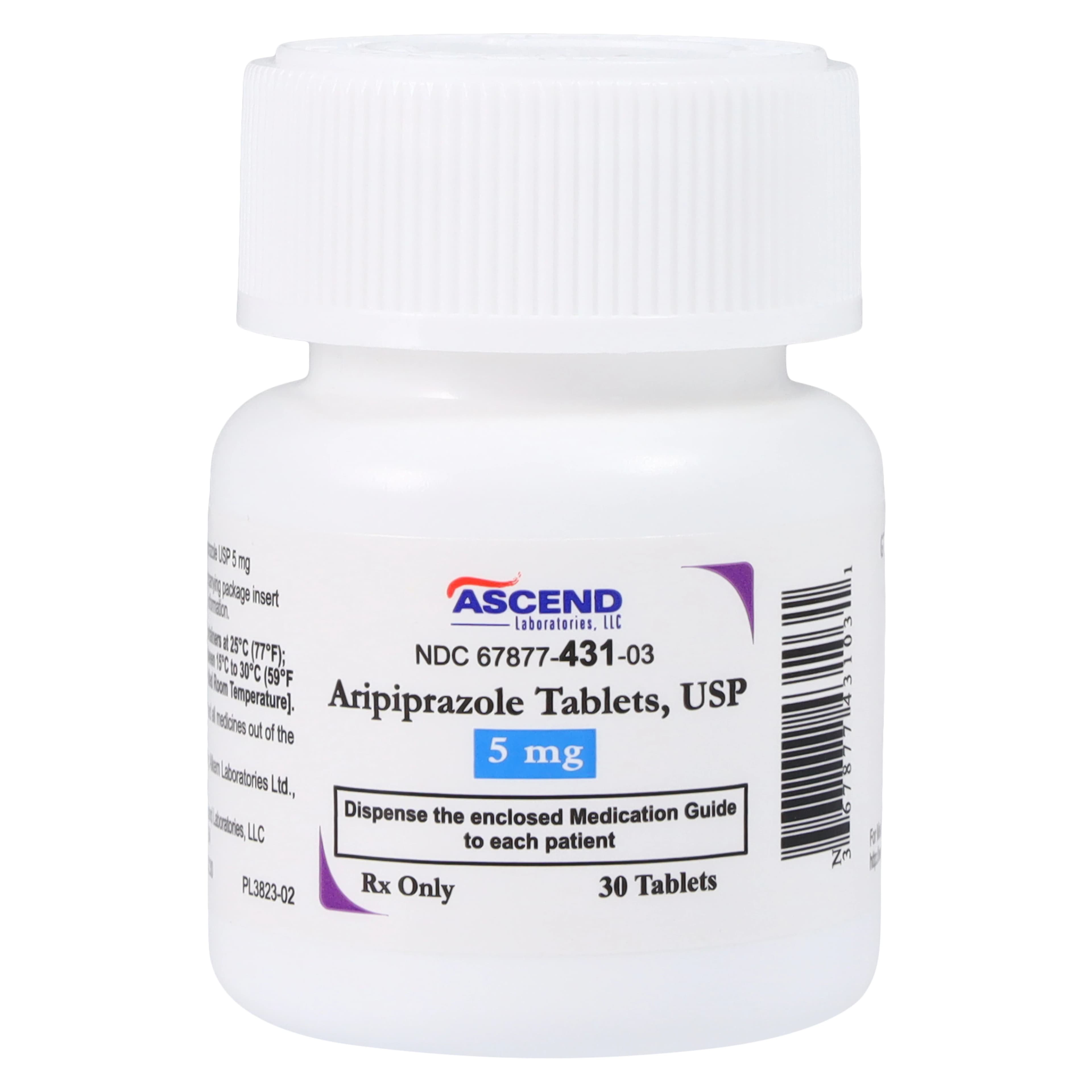 Aripiprazole Tablets 5 mg, 30 Count Bottle, Ascend Laboratories - Aripiprazole Tablets - Image 1