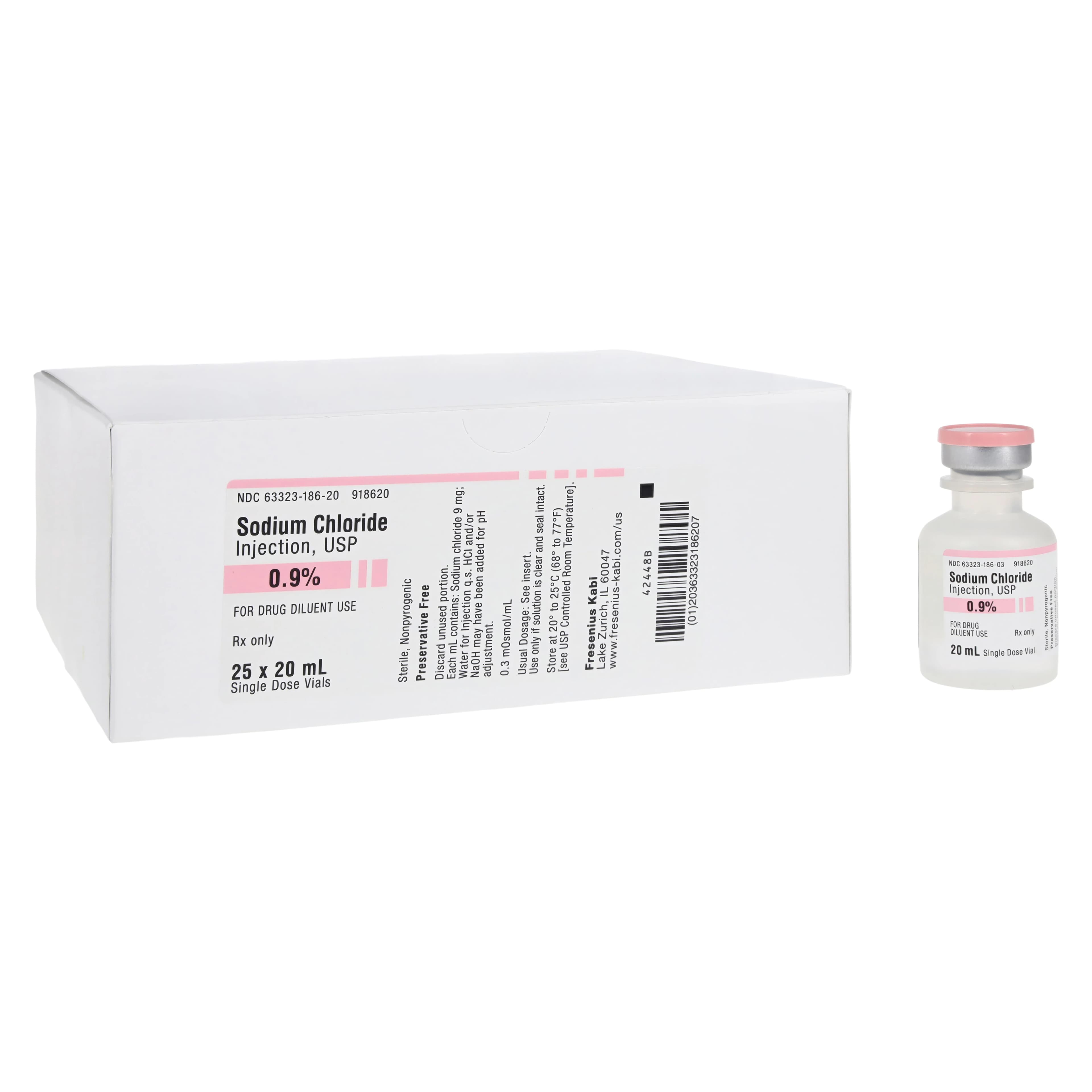 Sodium Chloride Injection 0.90%, Preservative Free, SDV, 20mL, 25/Package - Sodium Chloride Inj SDV 20mL - Image 1