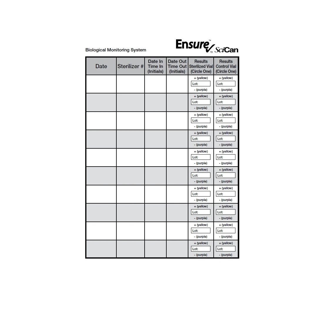 SciCan Ensure Biological Monitoring System Log Book - Ensure™ Biological Monitoring System Log Book - Ensure™ Biological Monitoring System Log Book - Image 1