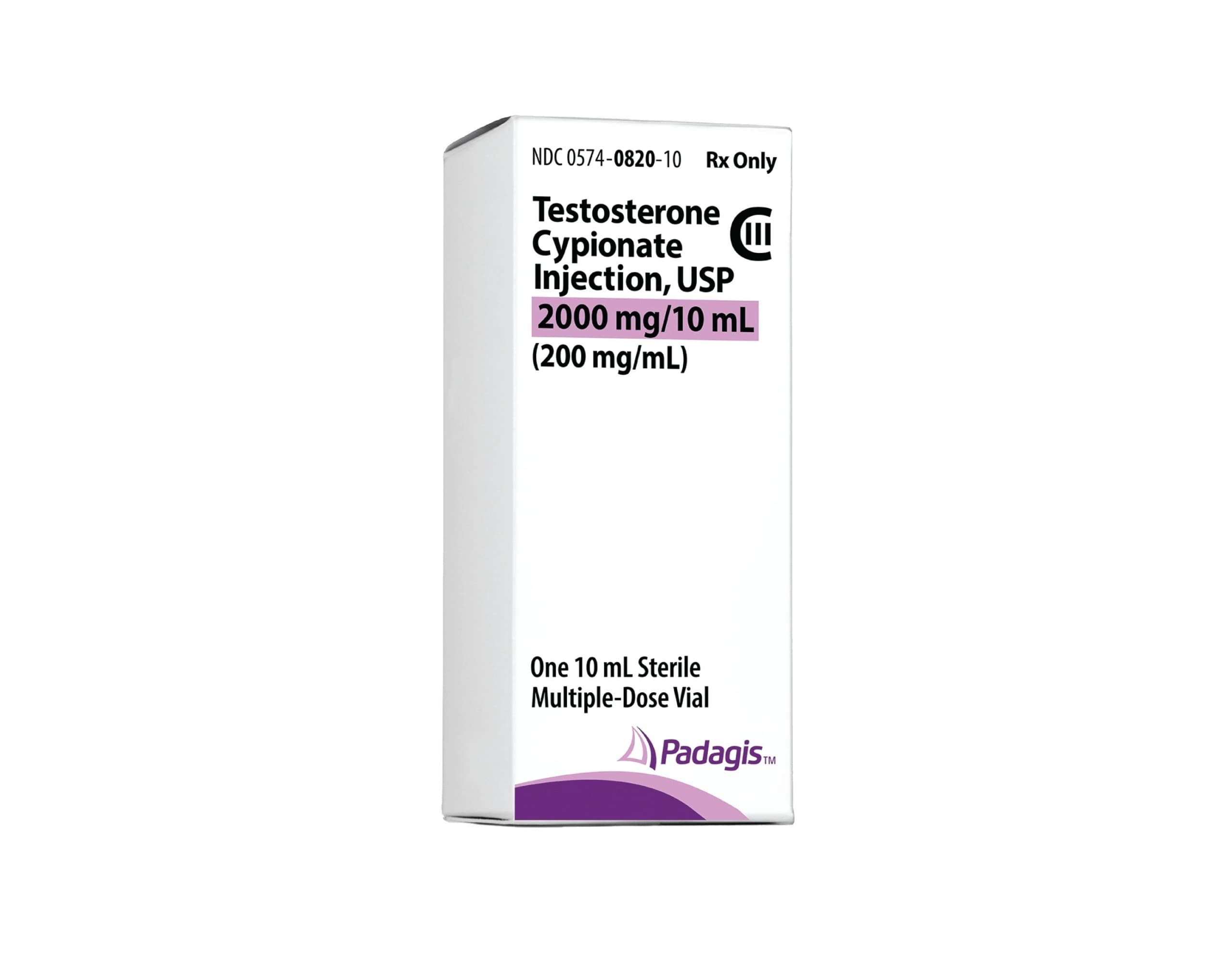 Testosterone Cypionate Injection 200 mg/mL, Multi-Dose Vial, 10 mL, Padagis - Testosterone Cyp Inj MDV 10mL - Image 1