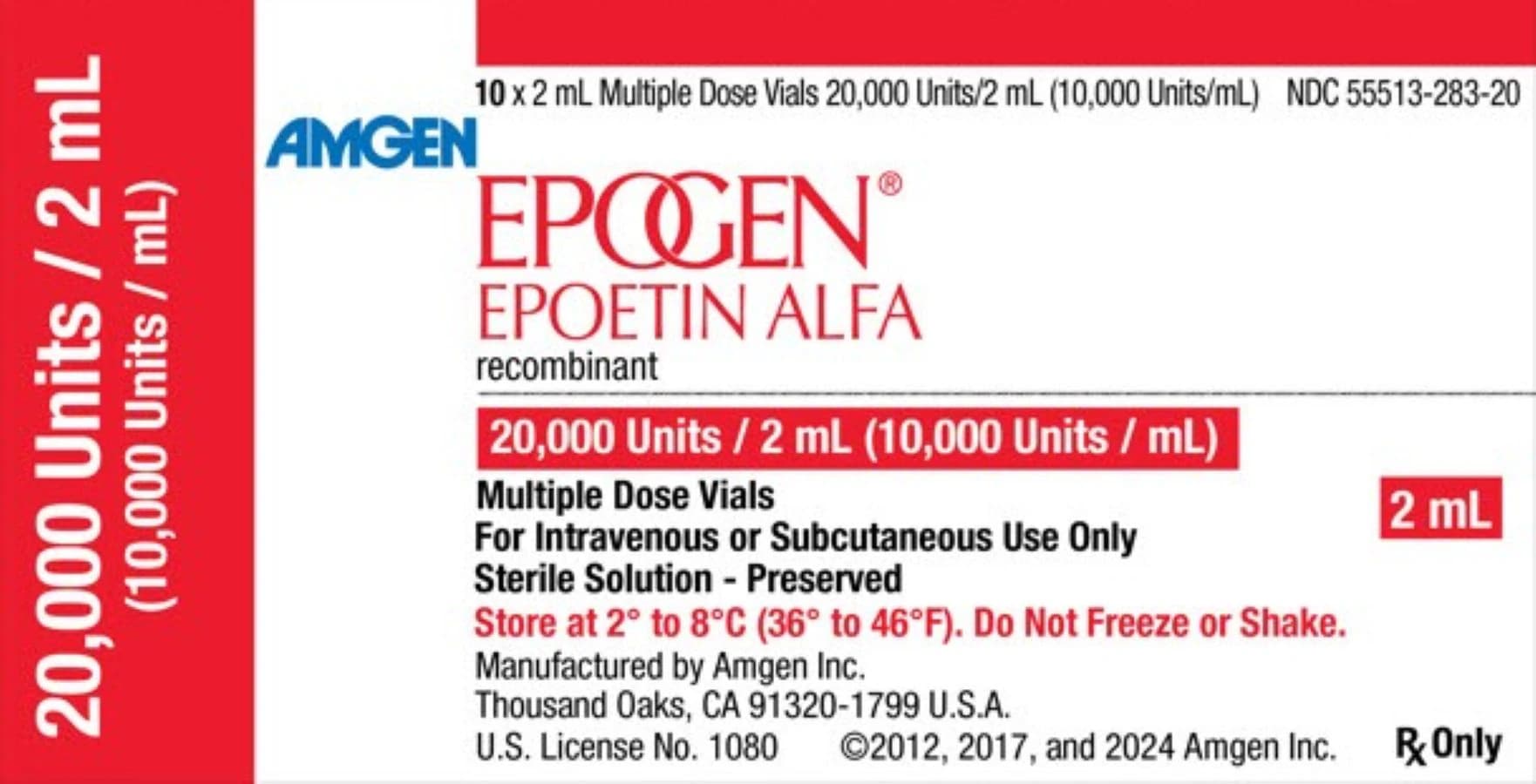 Epogen (Epoetin alfa) Injection, 10,000 U/mL, 2 mL Multi-Dose Vial, 10/Package - Epogen Inj MDV 2mL - Image 1