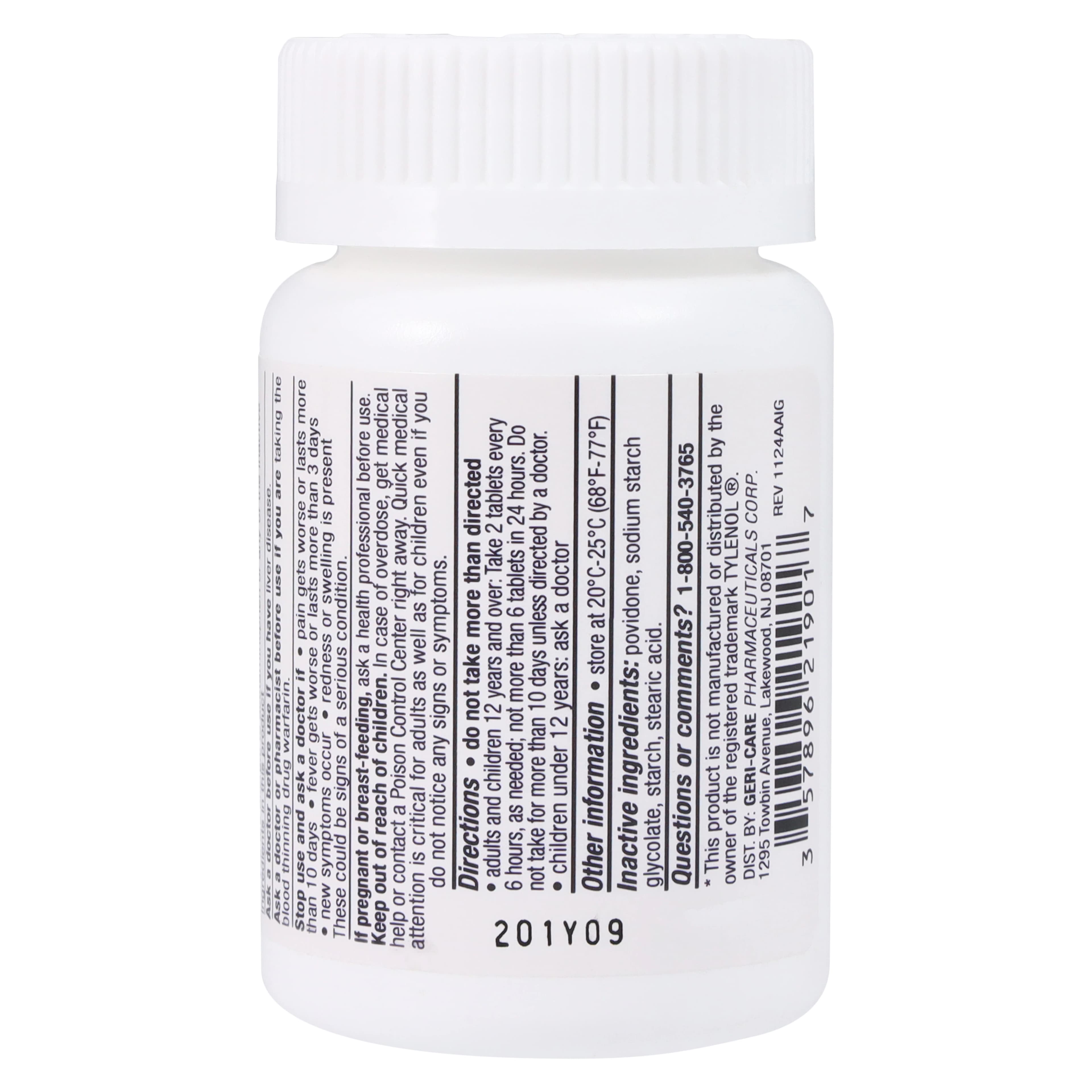 Geri-Care APAP Extra Strength Acetaminophen Tablets, 500 mg, 100/Bottle thumbnail 2