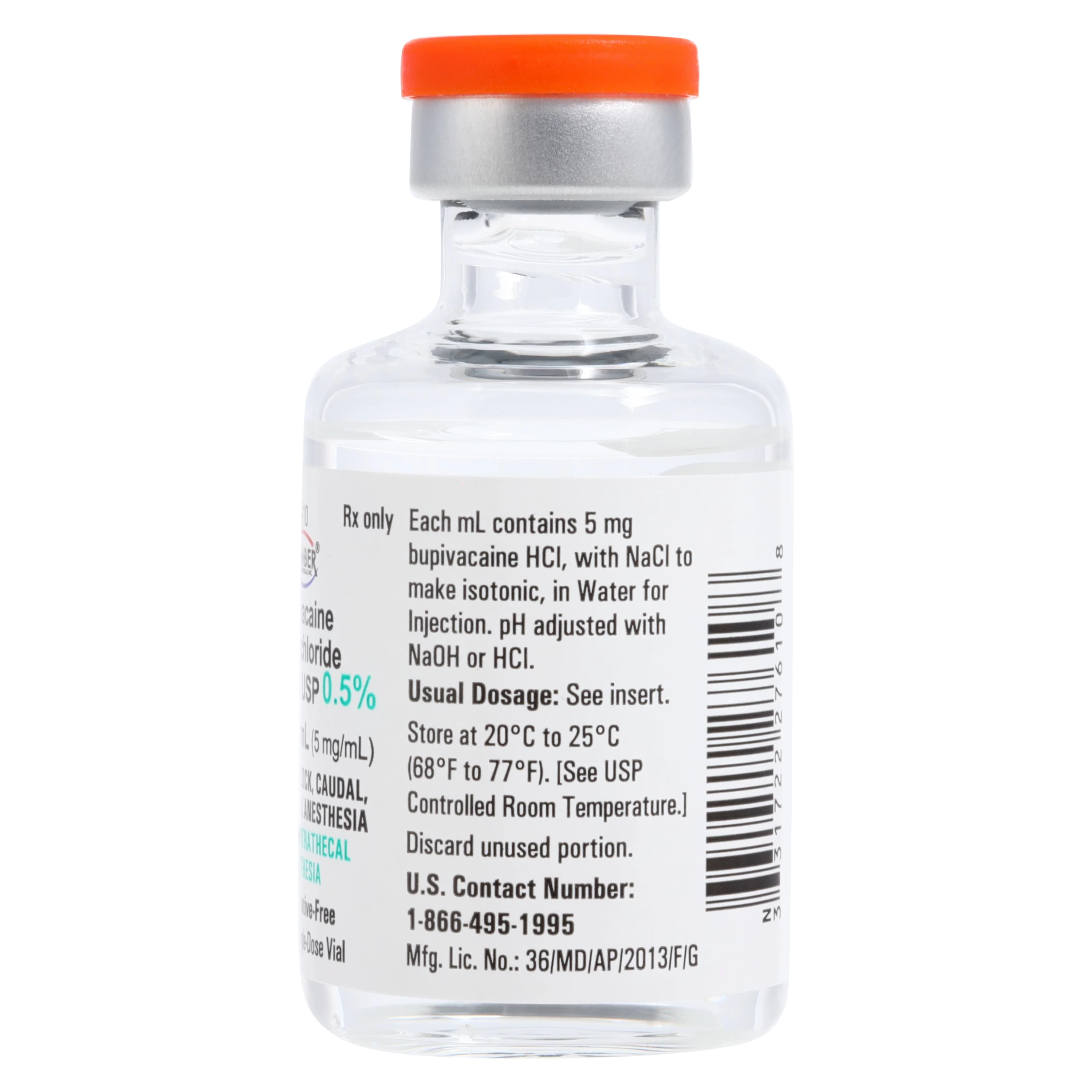 Bupivacaine HCl Injection 0.5%, Preservative Free, SDV 10mL, 25/Package thumbnail 3