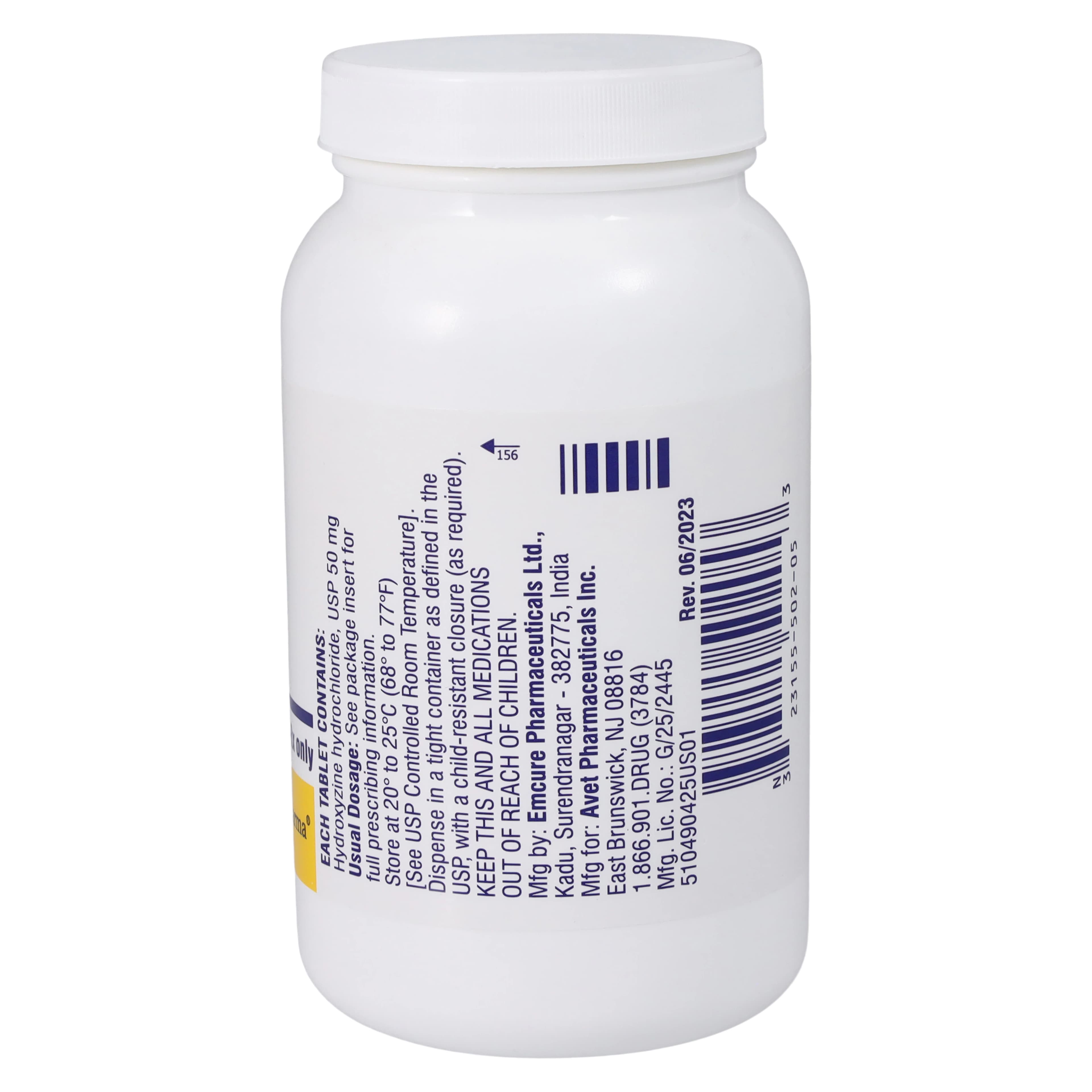Hydroxyzine HCl Tablets, 50mg, 500/Bottle thumbnail 2