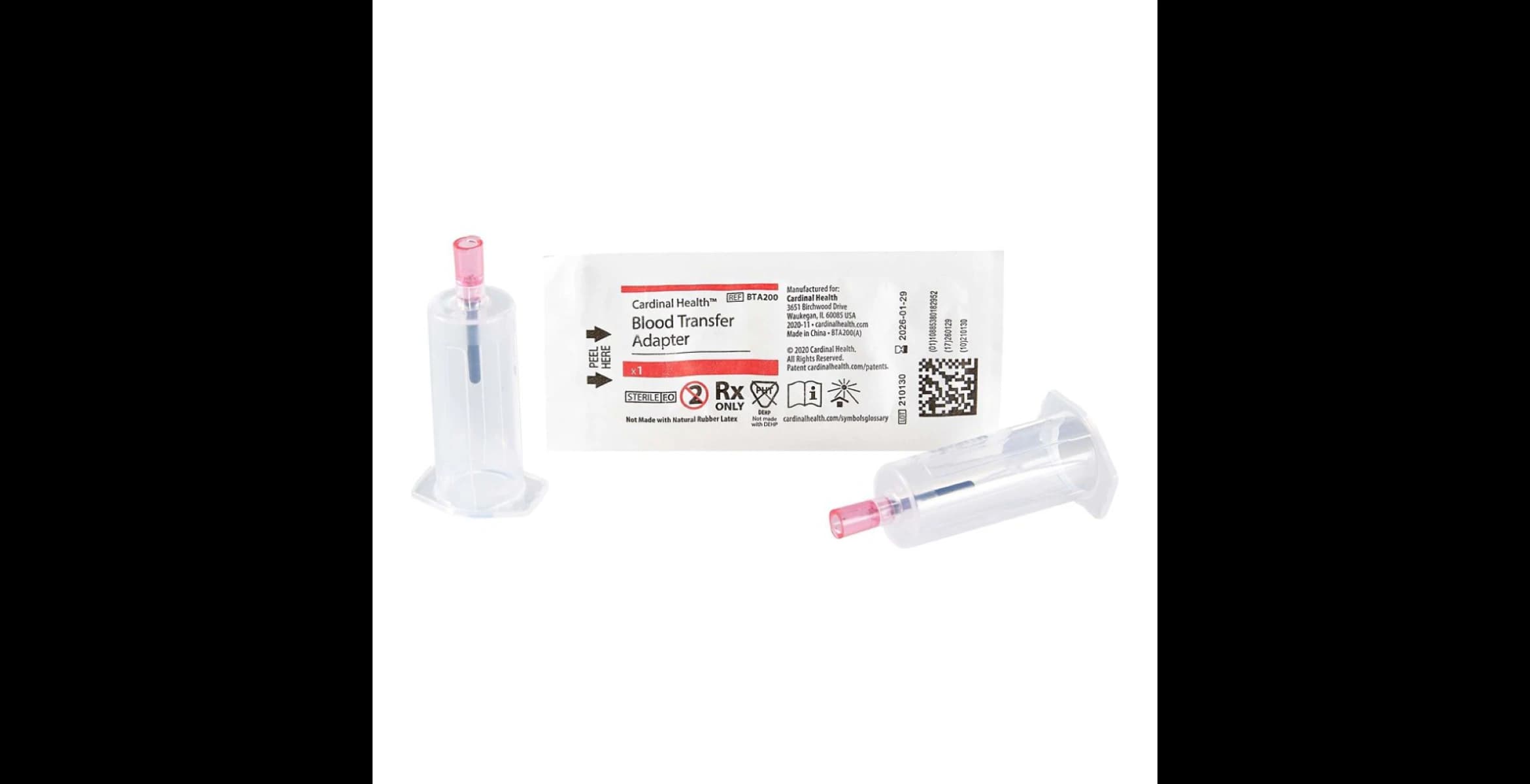 Blood Transfer Adapter with Tube Holder and Female Adapter, Sterile, Single Use, 200/Box - Adapter Blood Transfer - Image 1