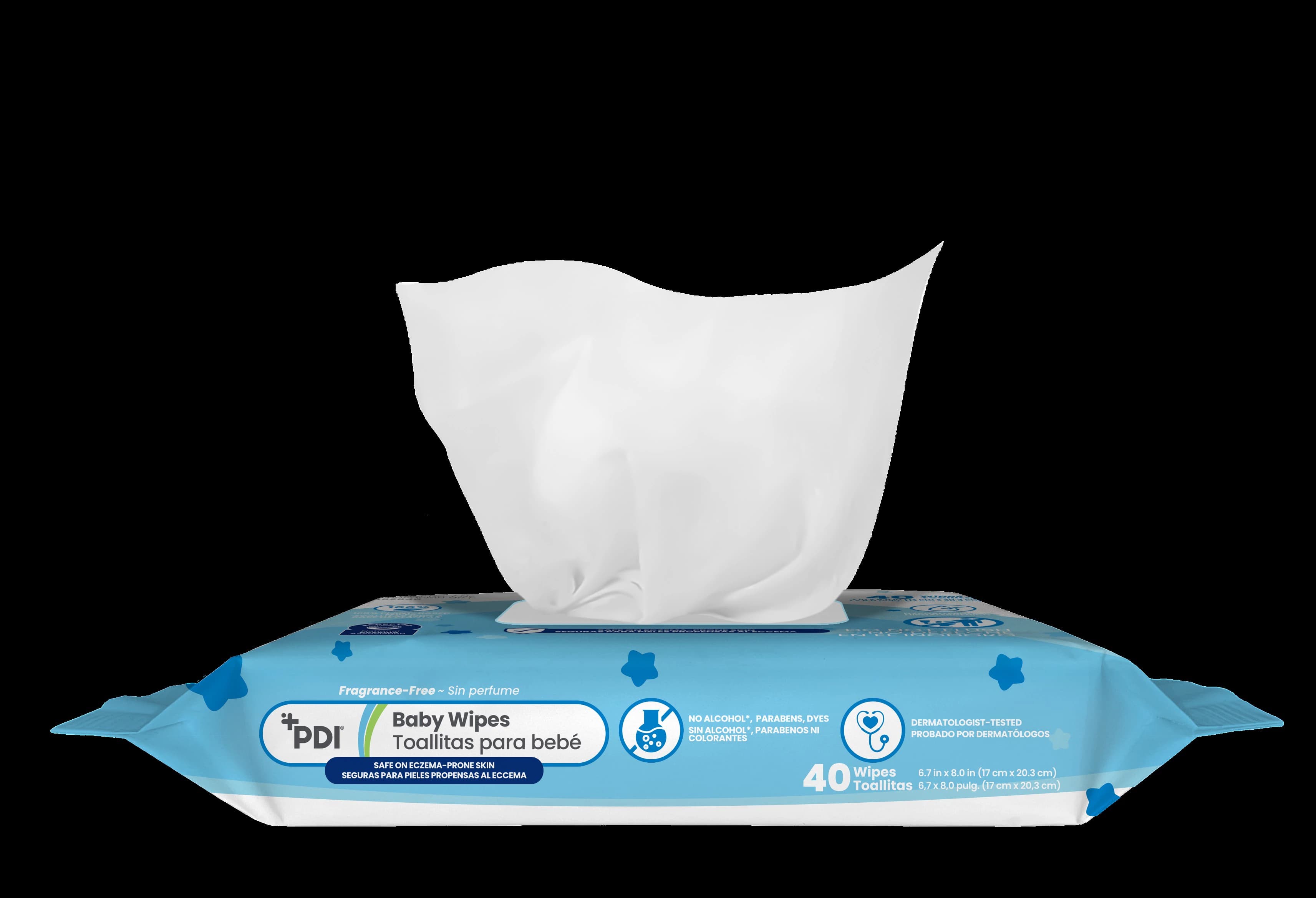 PDI Unscented Baby Wipes, Alcohol/Paraben Free, Hypoallergenic, 8x6.7", 40/Package thumbnail 2