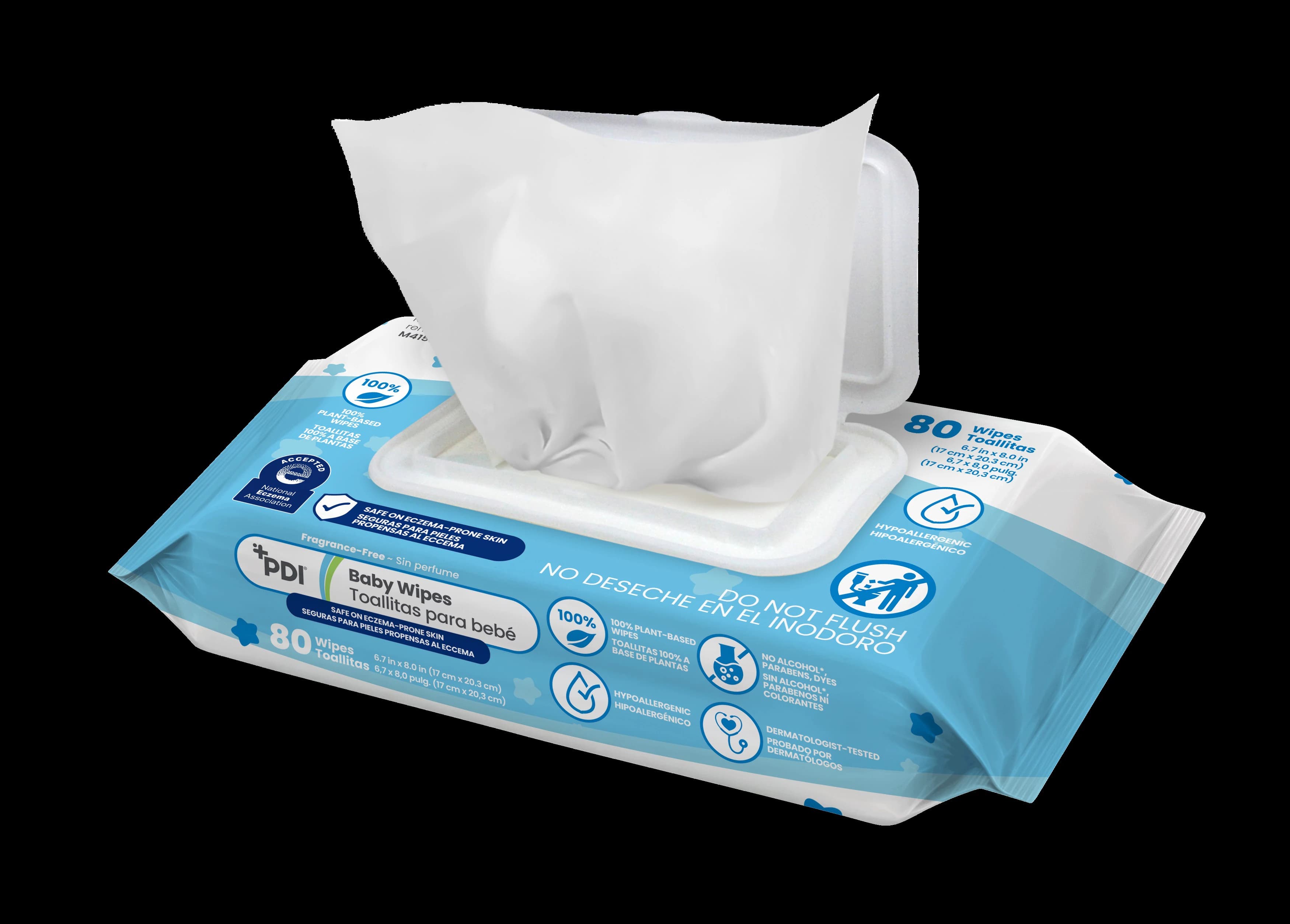 PDI Unscented Baby Wipes, Alcohol/Paraben Free, Hypoallergenic, 8x6.7", 80/Package thumbnail 2