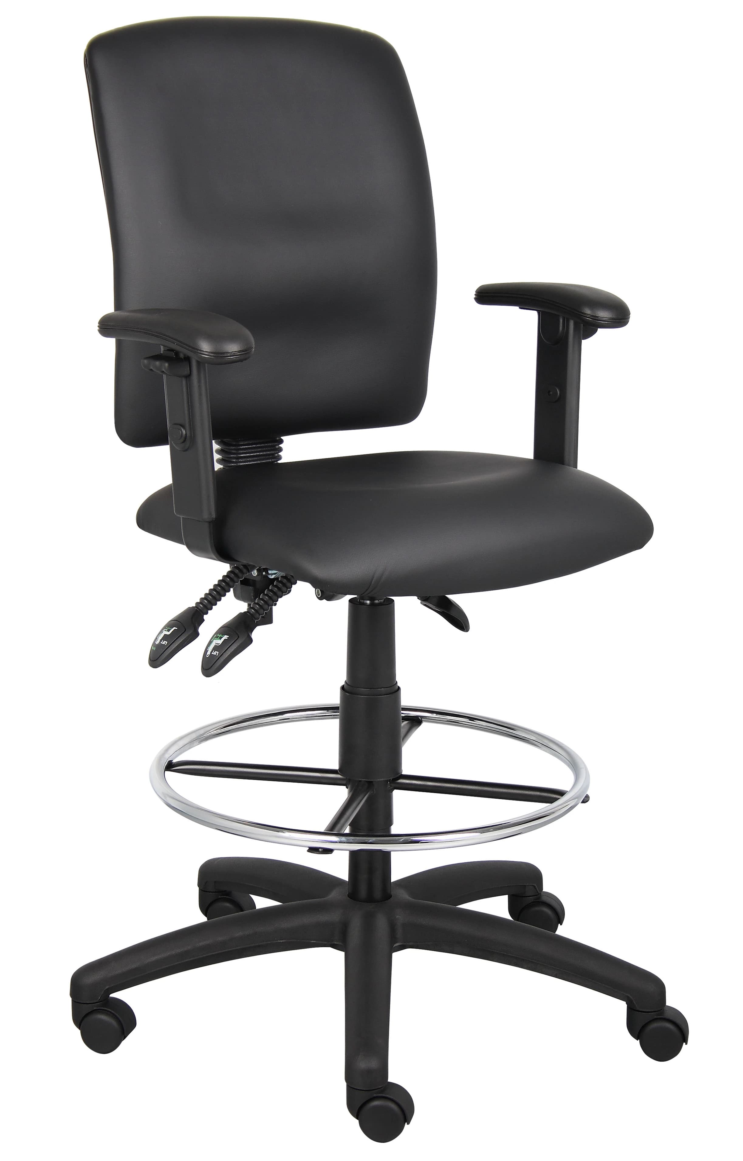Boss Office Products Drafting Stool with Adjustable Arms, Black, 275 lb Capacity - Stool Drafting w/Adj Arms - Image 1