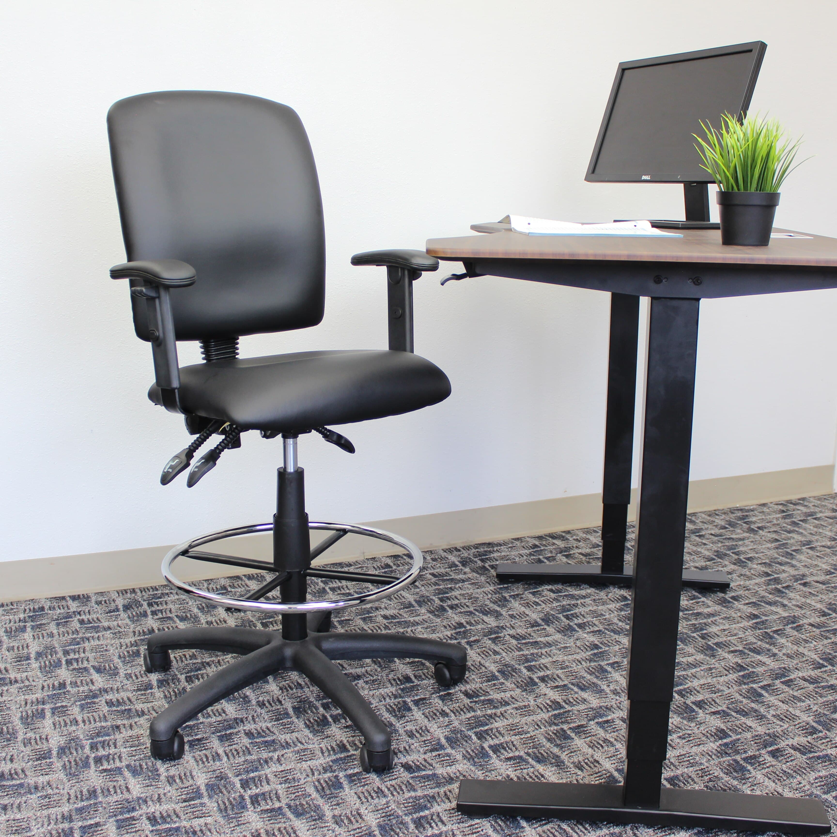 Boss Office Products Drafting Stool with Adjustable Arms, Black, 275 lb Capacity thumbnail 2
