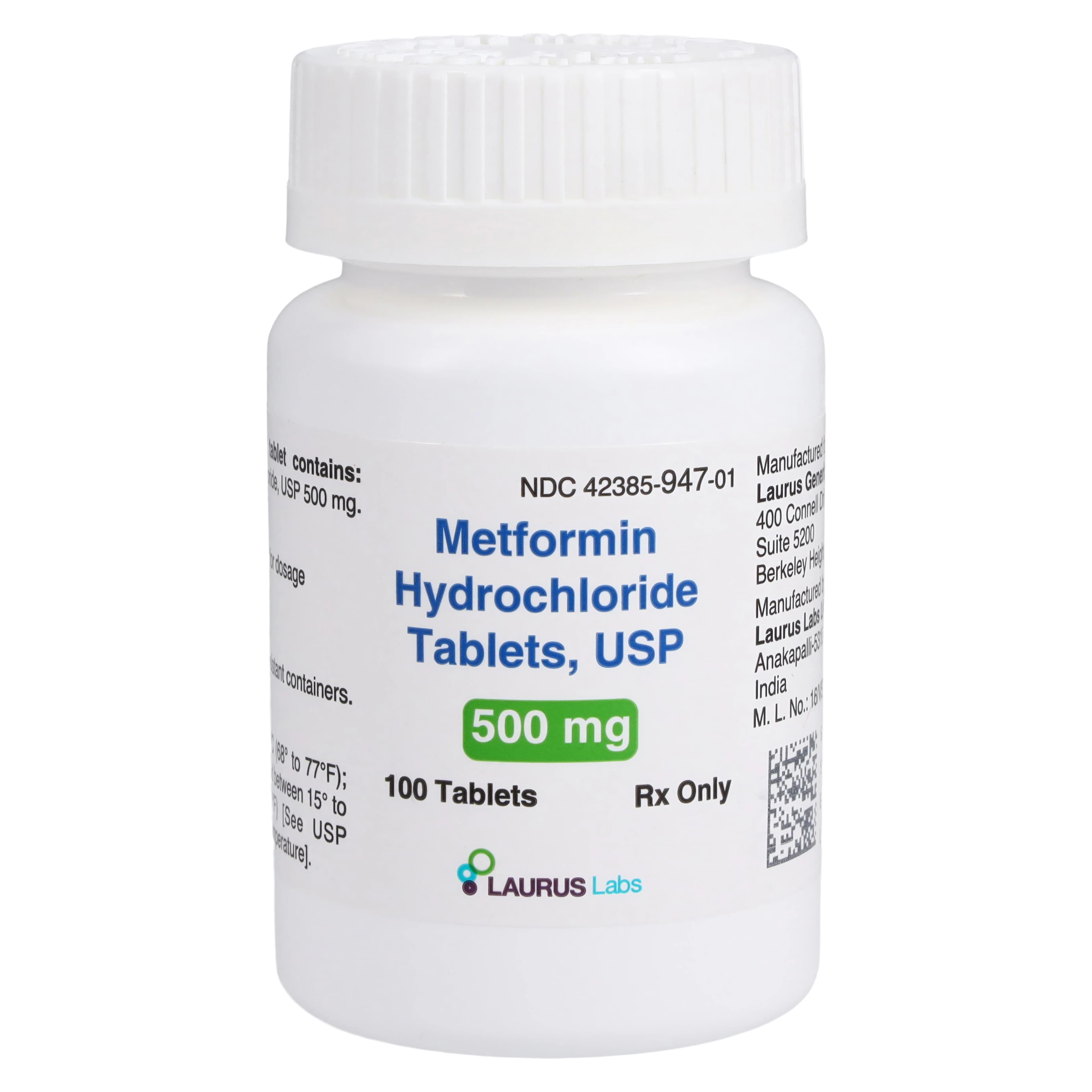 Metformin HCl Tablets, 500mg, 100/Bottle - Metformin HCl Tablets - Image 1