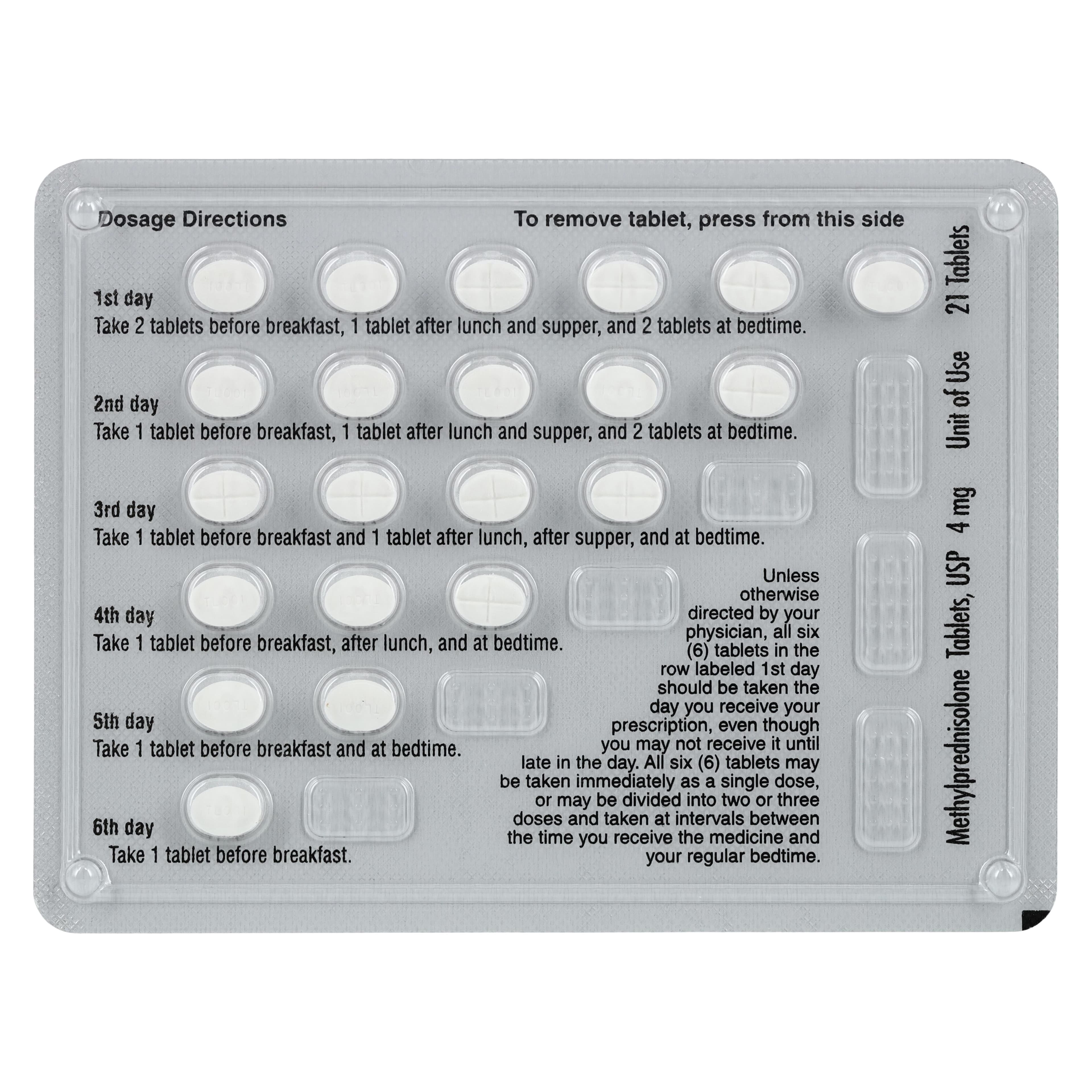 Methylprednisolone Tablets, 4mg, Blister Pack, 21/Package, Cadista Pharmaceuticals thumbnail 2