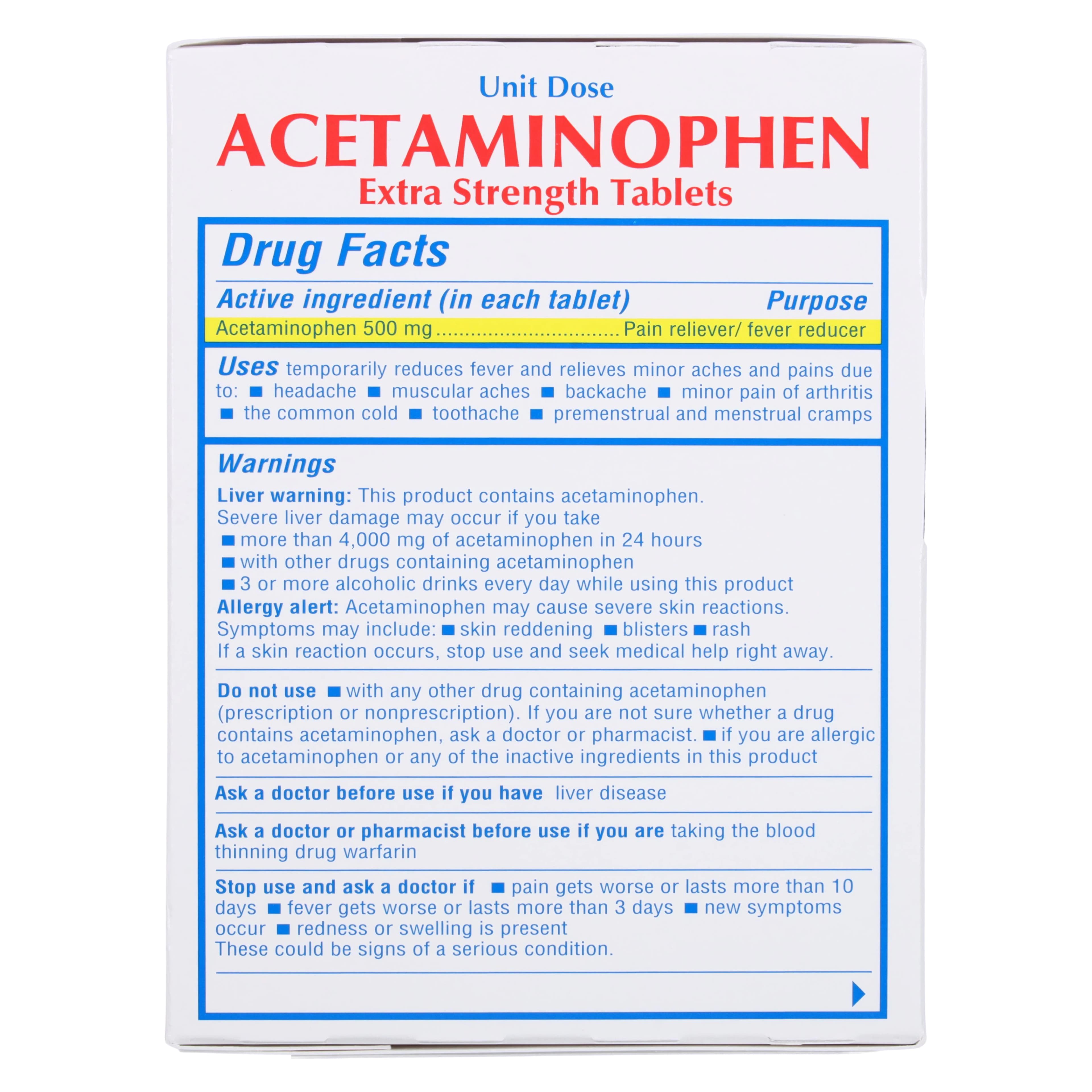 Acetaminophen Tablets UD, 500mg, 100/Package thumbnail 3