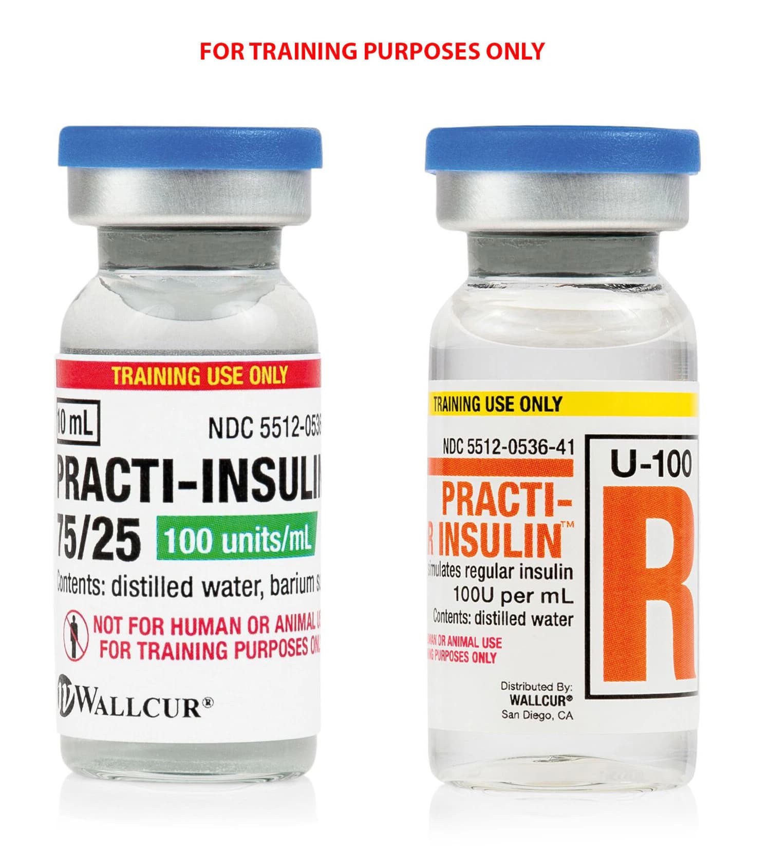 Practi-75/25 & Regular Pack Insulin Simulated Medication Vials, 10mL, Distilled Water/Barium Sulfate, 2x20/Package - Practi-75/25 and Regular - Image 1