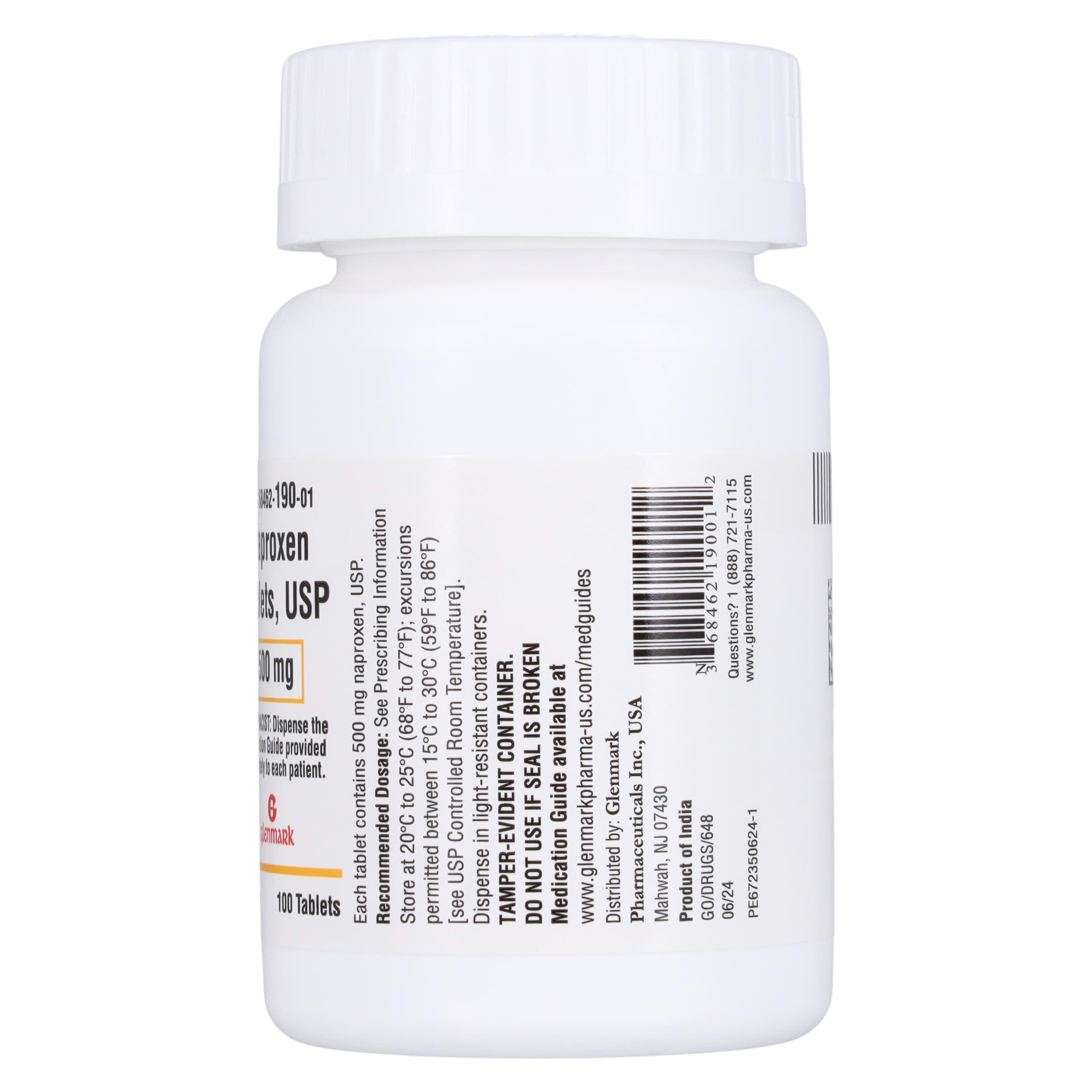 Naproxen Tablets, 500mg, 100/Bottle, Glenmark Pharmaceuticals thumbnail 2