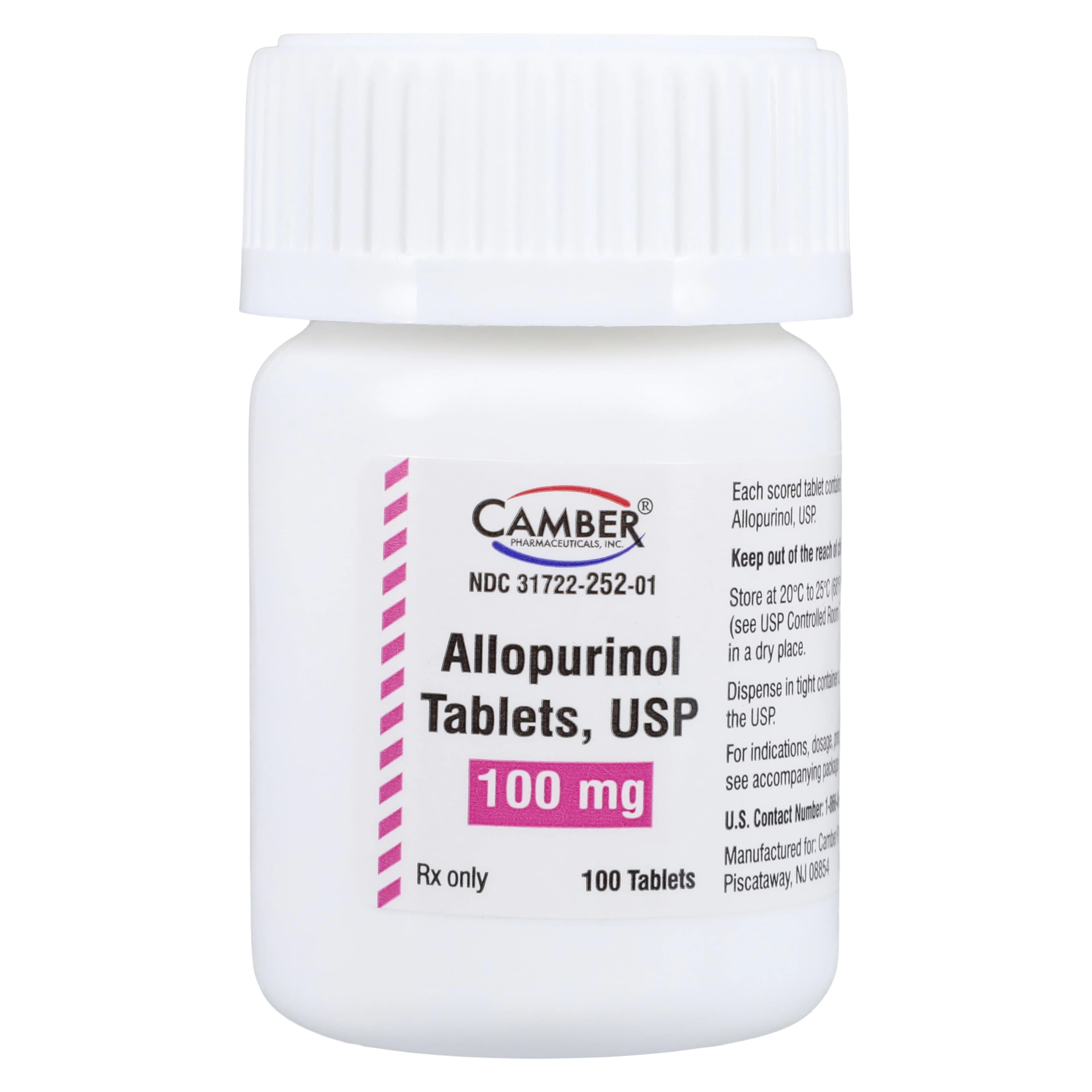 Allopurinol Tablets, 100mg, 100/Bottle, Camber Pharmaceuticals - Allopurinol Tablets - Image 1