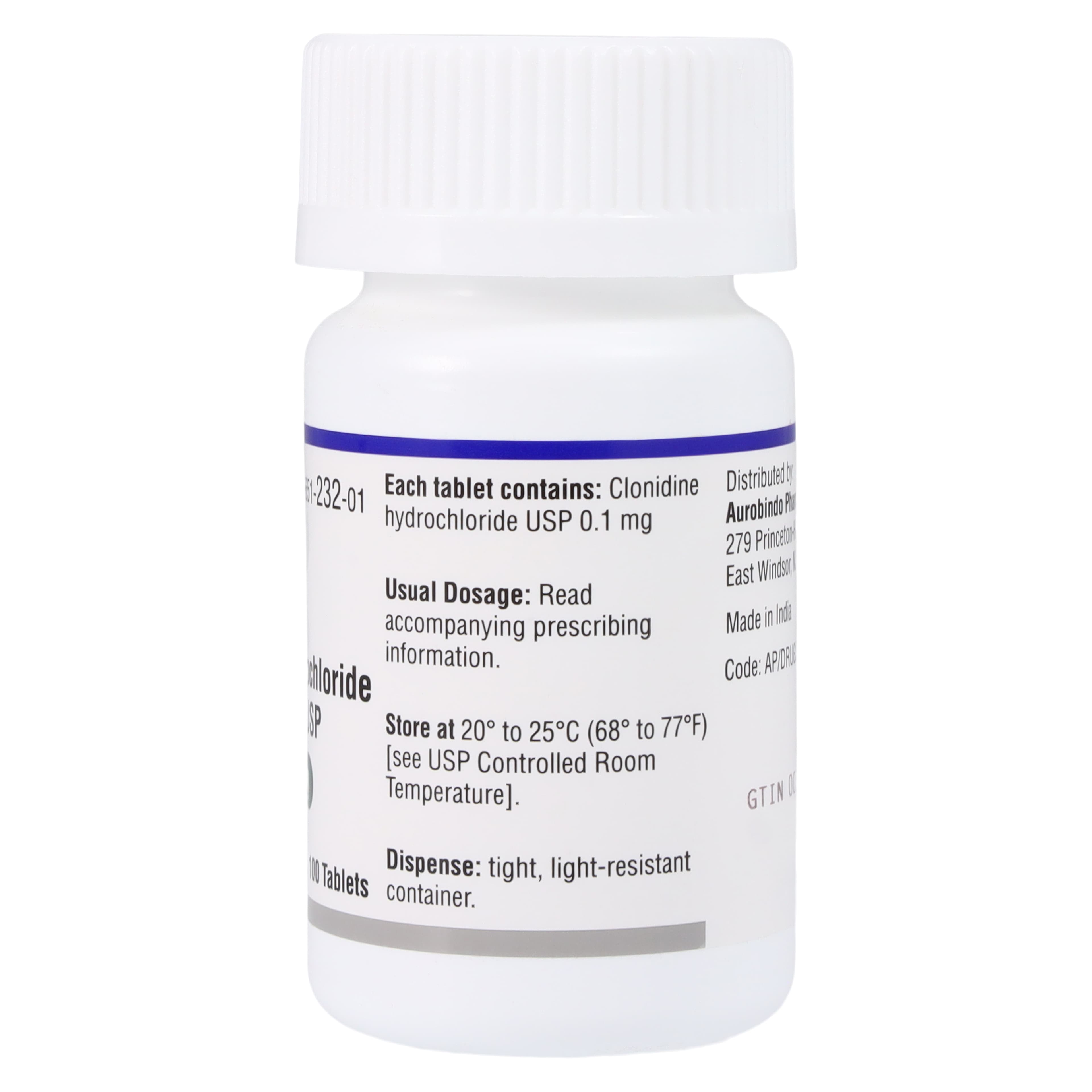 Clonidine HCl Tablets, 0.1mg, 100/Bottle thumbnail 2