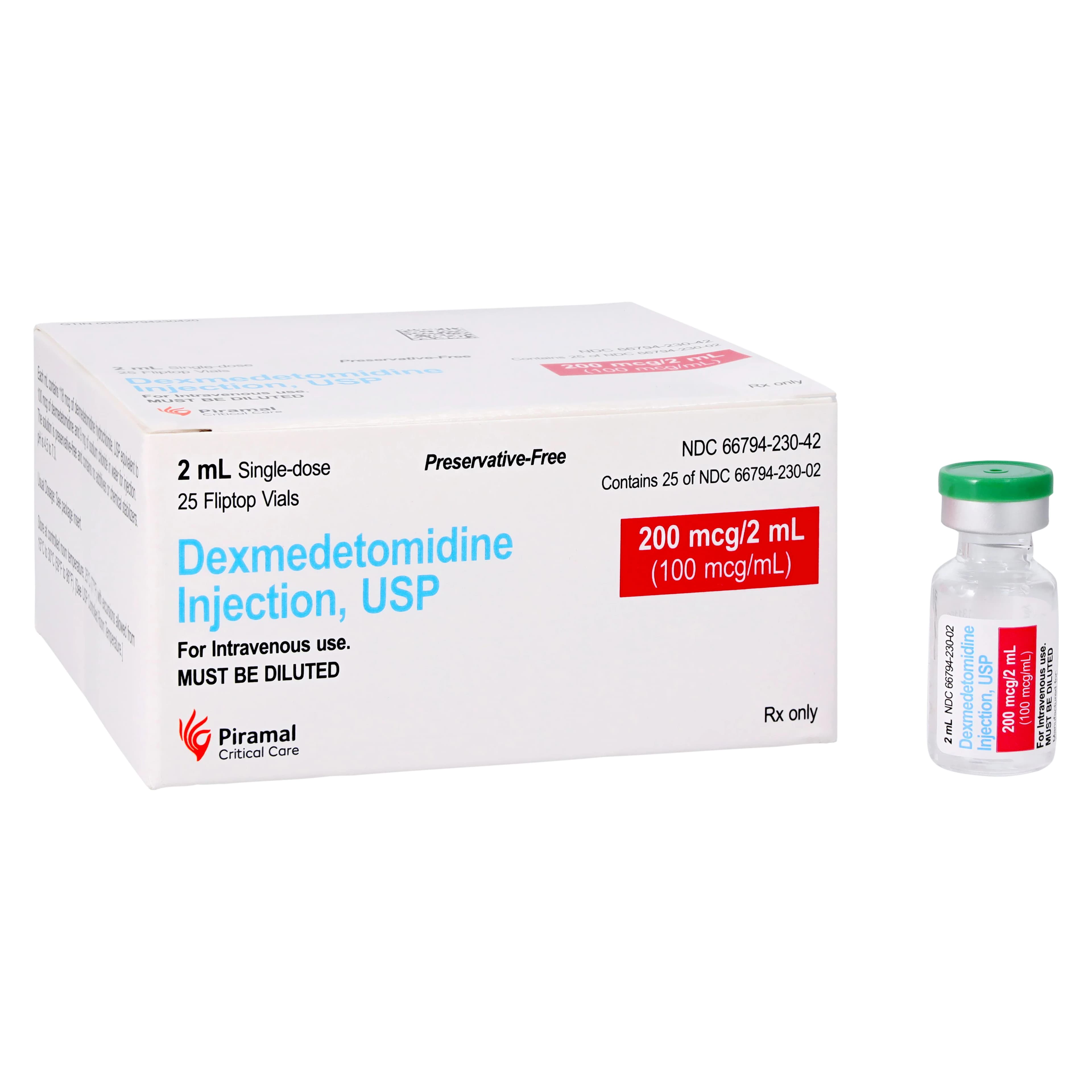 Dexmedetomidine HCl Injection, 100 mcg/mL, 2 mL Single-Dose Vial, 25/Package - Dexmedetomidine HCl Inj 2mL - Image 1