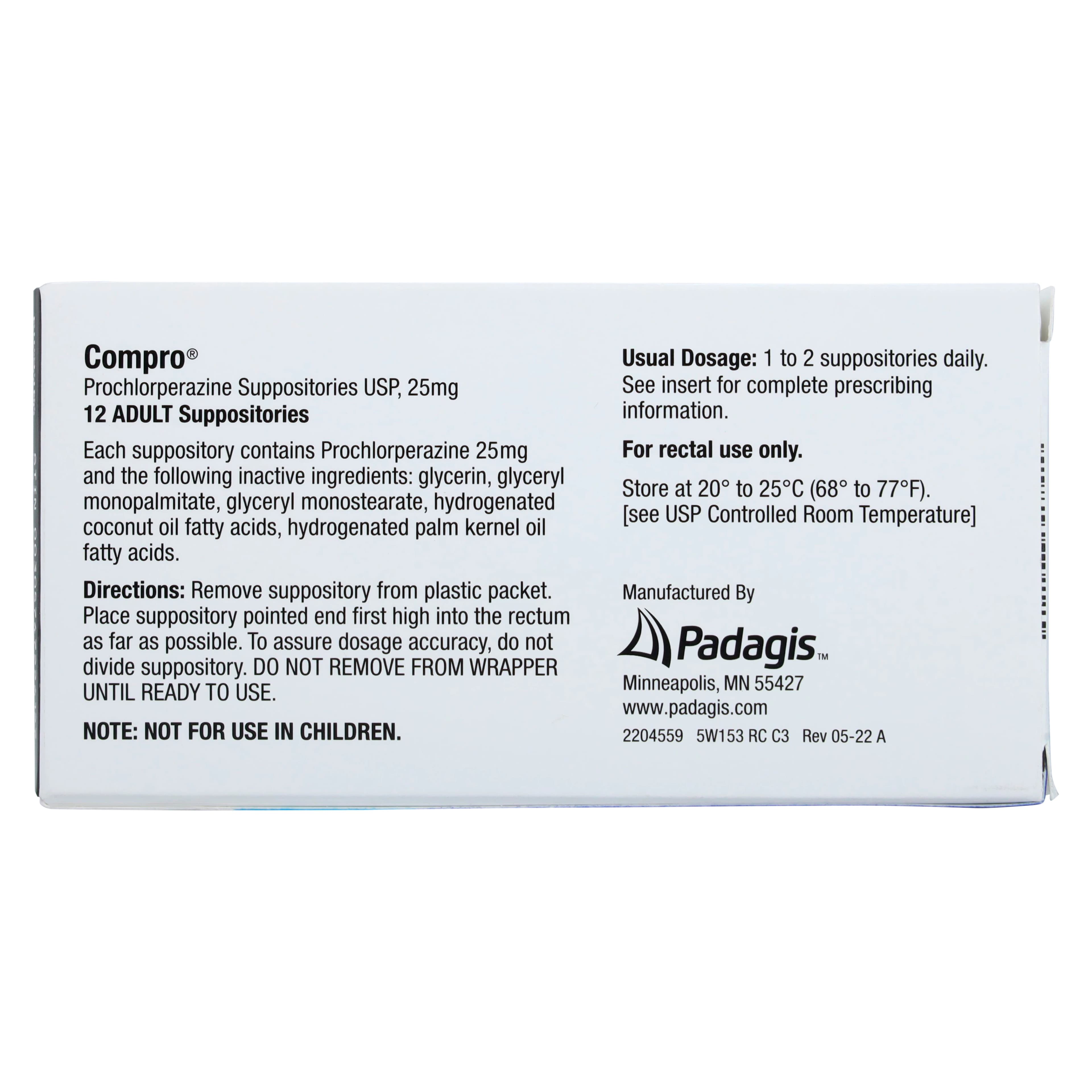 Prochlorperazine Rectal Suppositories, 25mg, Unit Dose, 12/Package thumbnail 3