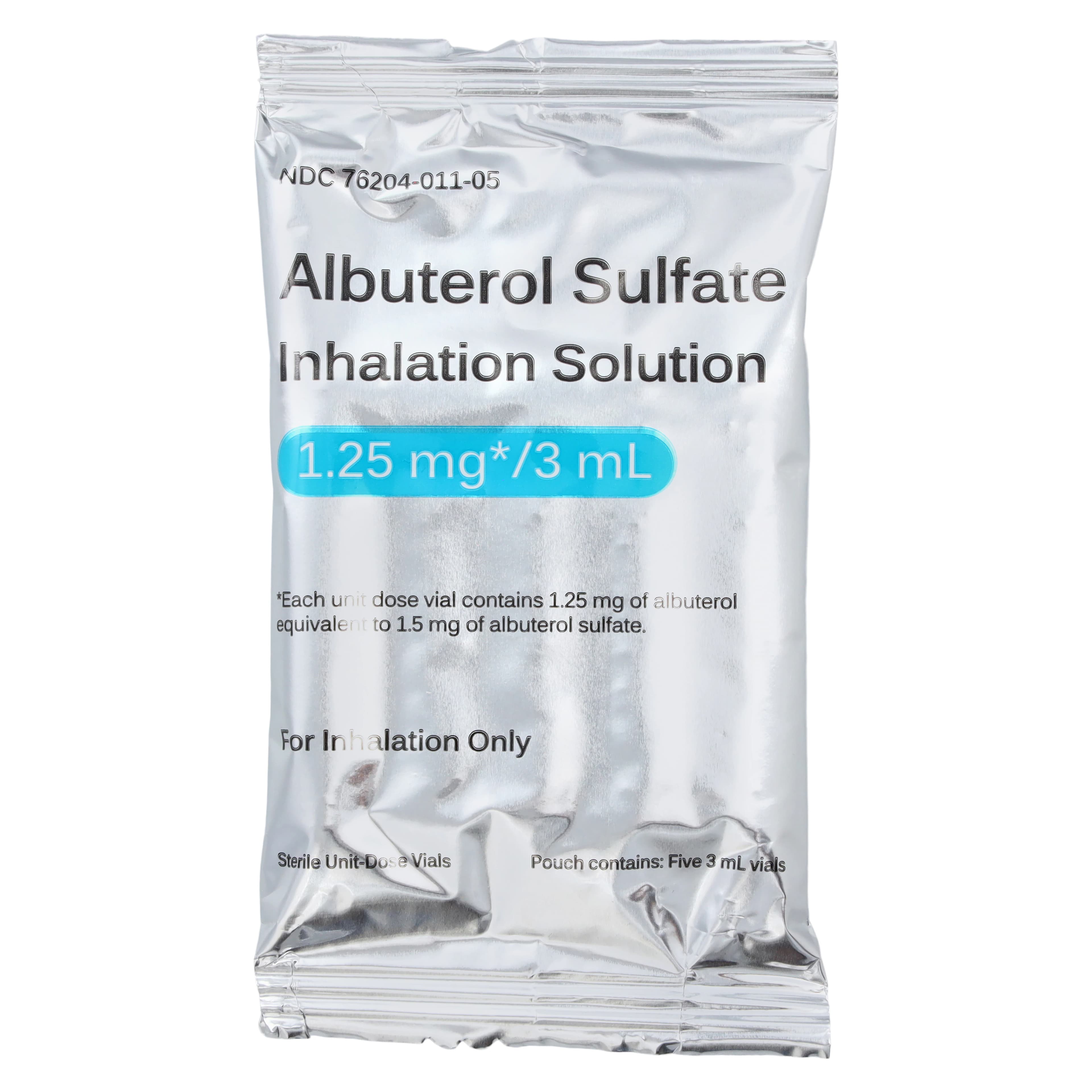 Albuterol Sulfate Inhalation Solution, 1.25 mg/3 mL, 3 mL Unit-Dose Vials, 25/Package thumbnail 3