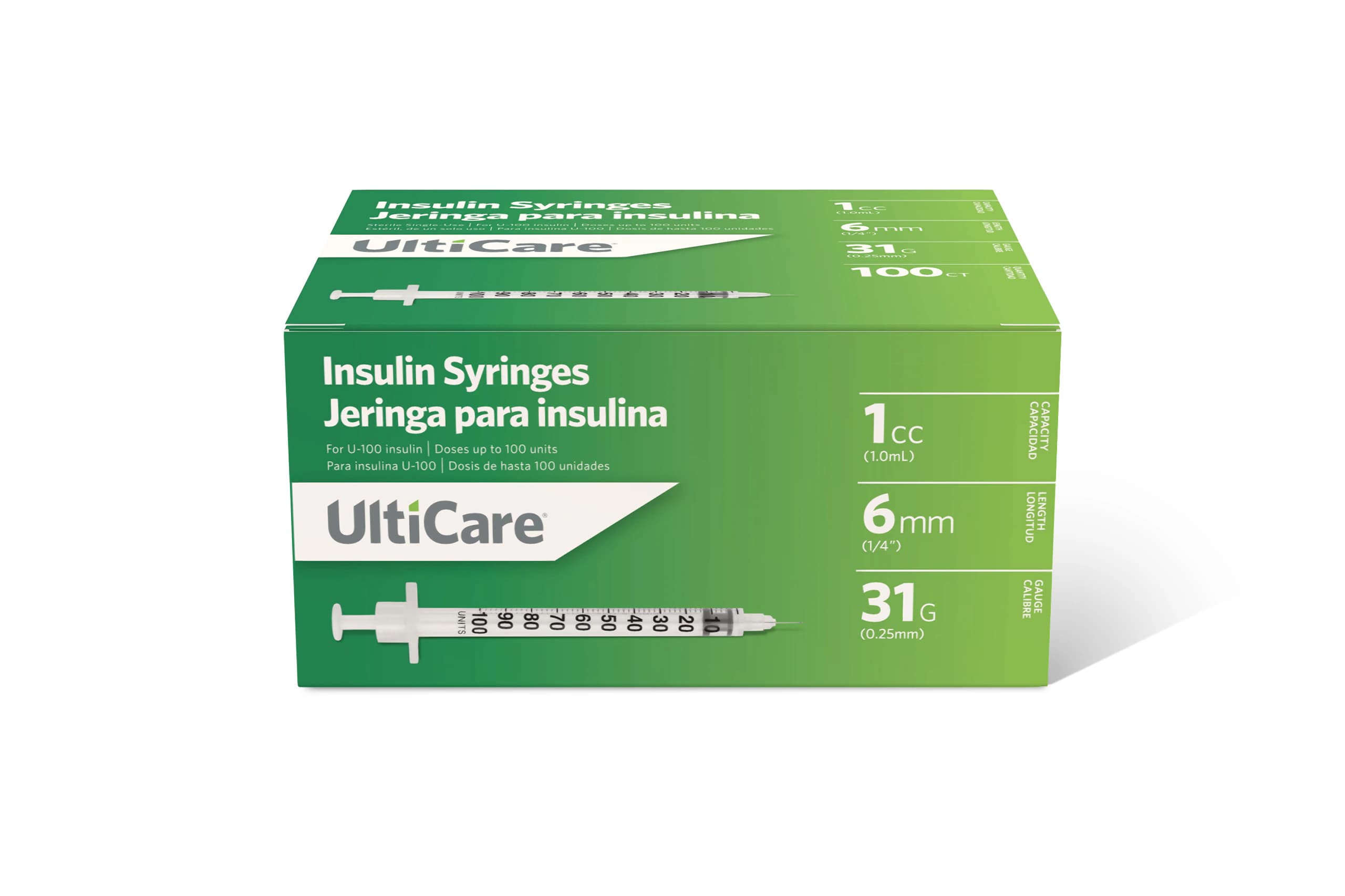 UltiCare Insulin Syringe with Needle, 31G x 1/4" (6mm), 1mL, Low Dead Space, 500/Case - Ulticare Syringe w/NDL 1ml - Image 1