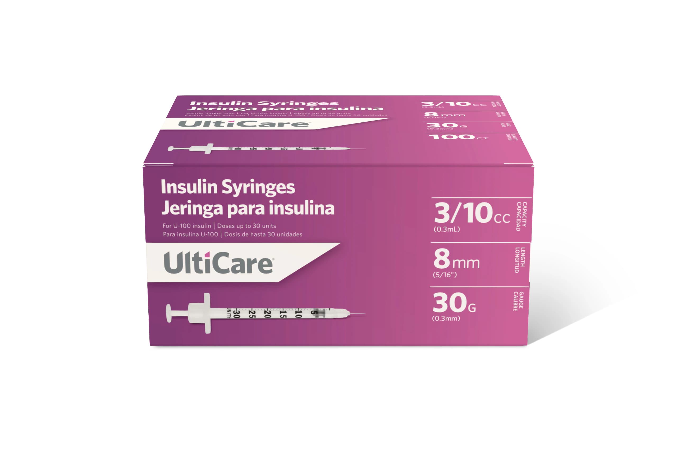 UltiCare Insulin Syringe/Needle, 30G x 5/16", 0.3 mL, Non-Safety, Low Dead Space, 500/Case - Syringe/Needle Insulin 0.3mL - Image 1