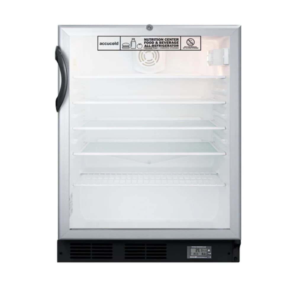 Summit Breakroom All-Refrigerator, 5.5 Cu Ft, Glass Door, ADA Compliant, Right Hinge/Reversible, Automatic Defrost, Adjustable Shelves - Built-In All-Refrigerator ADA - Image 1