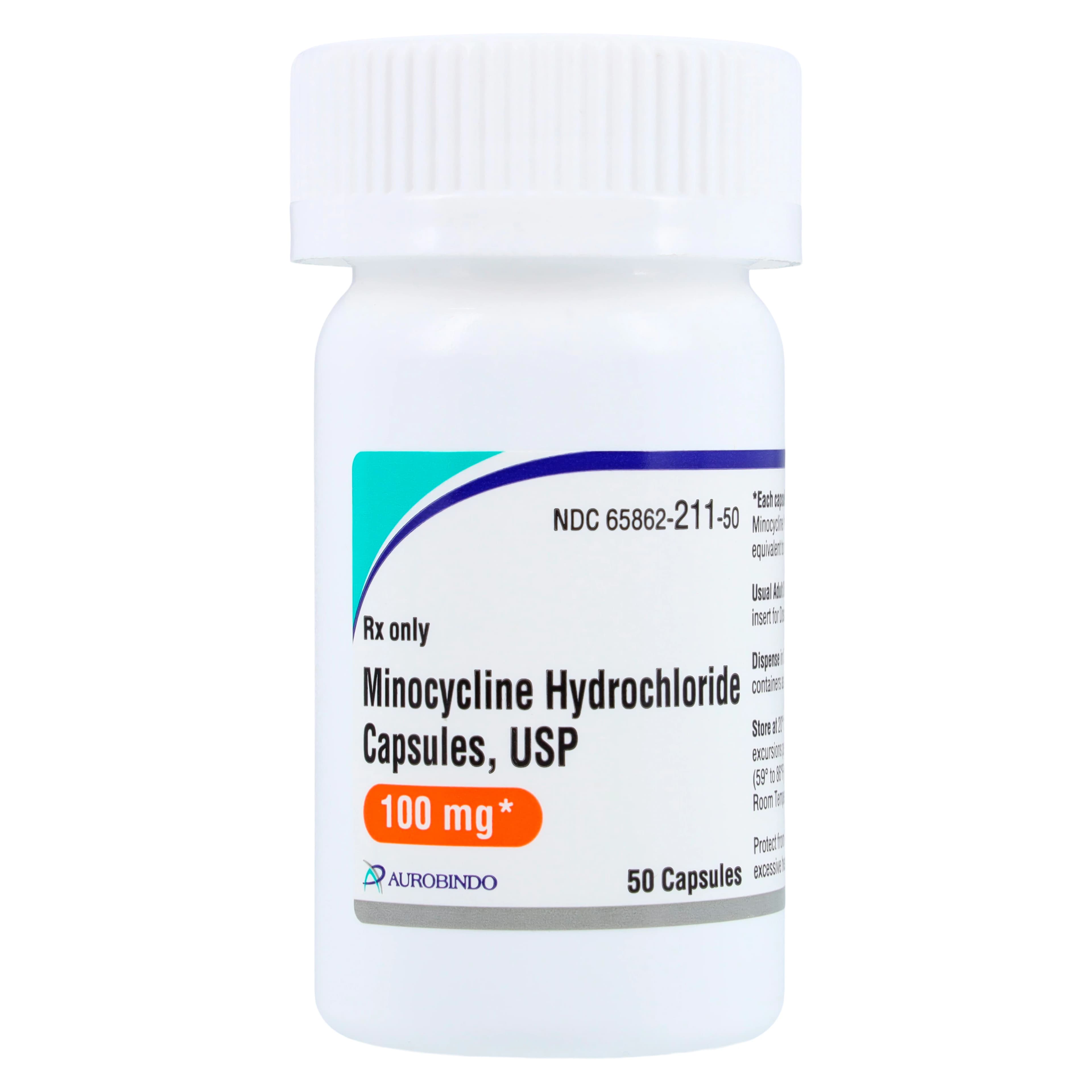 Minocycline HCl Capsules, 100 mg, 50/Bottle, Lannett - Minocycline HCl Capsules - Image 1