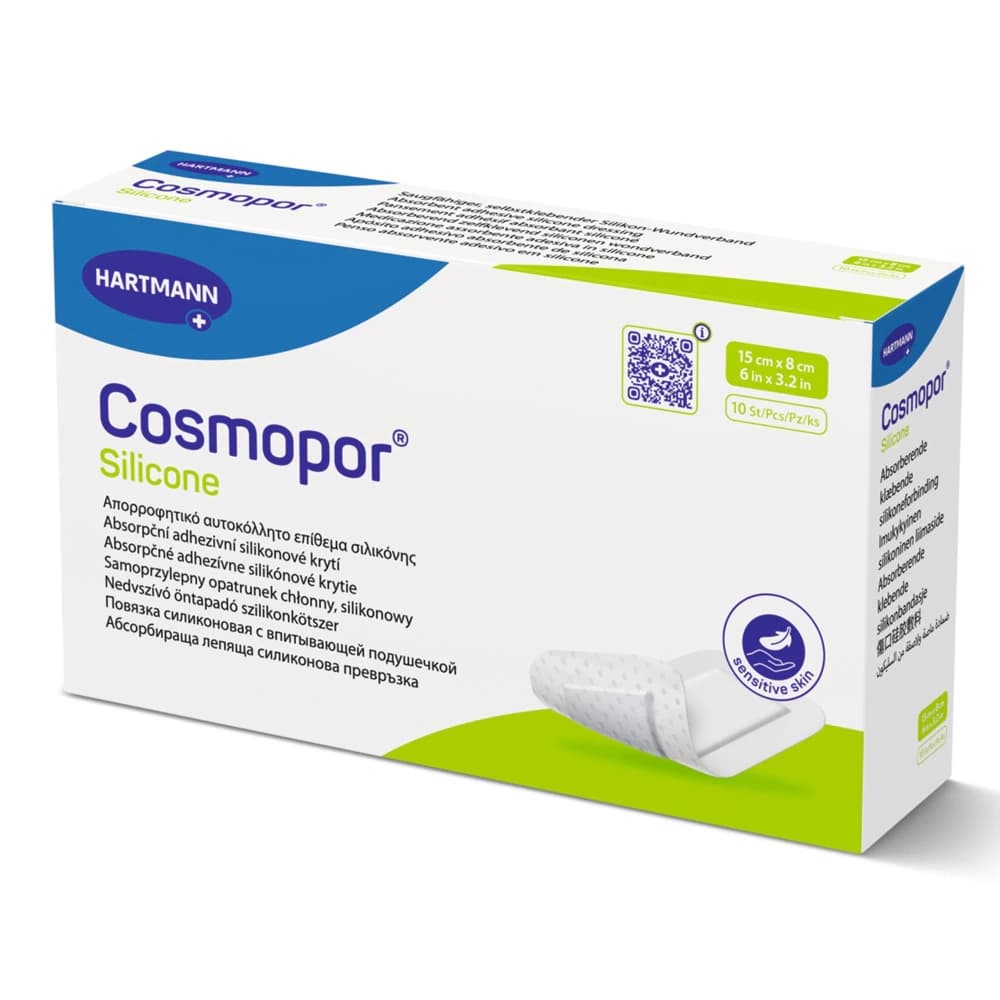 Hartmann Cosmopor Silicone Post-Op Dressing, 6" x 3.2", Sterile, Non-Adherent, Silicone Adhesive, White, Absorbent - Dressing Cosmopor Silicone - Image 1