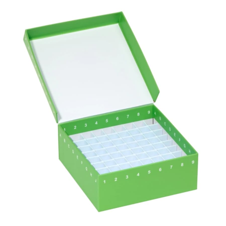 Celltreat Scientific Storage Box, Cardboard, Green, 81-Place, 10/Case - Storage Box Cardboard Green - Image 1