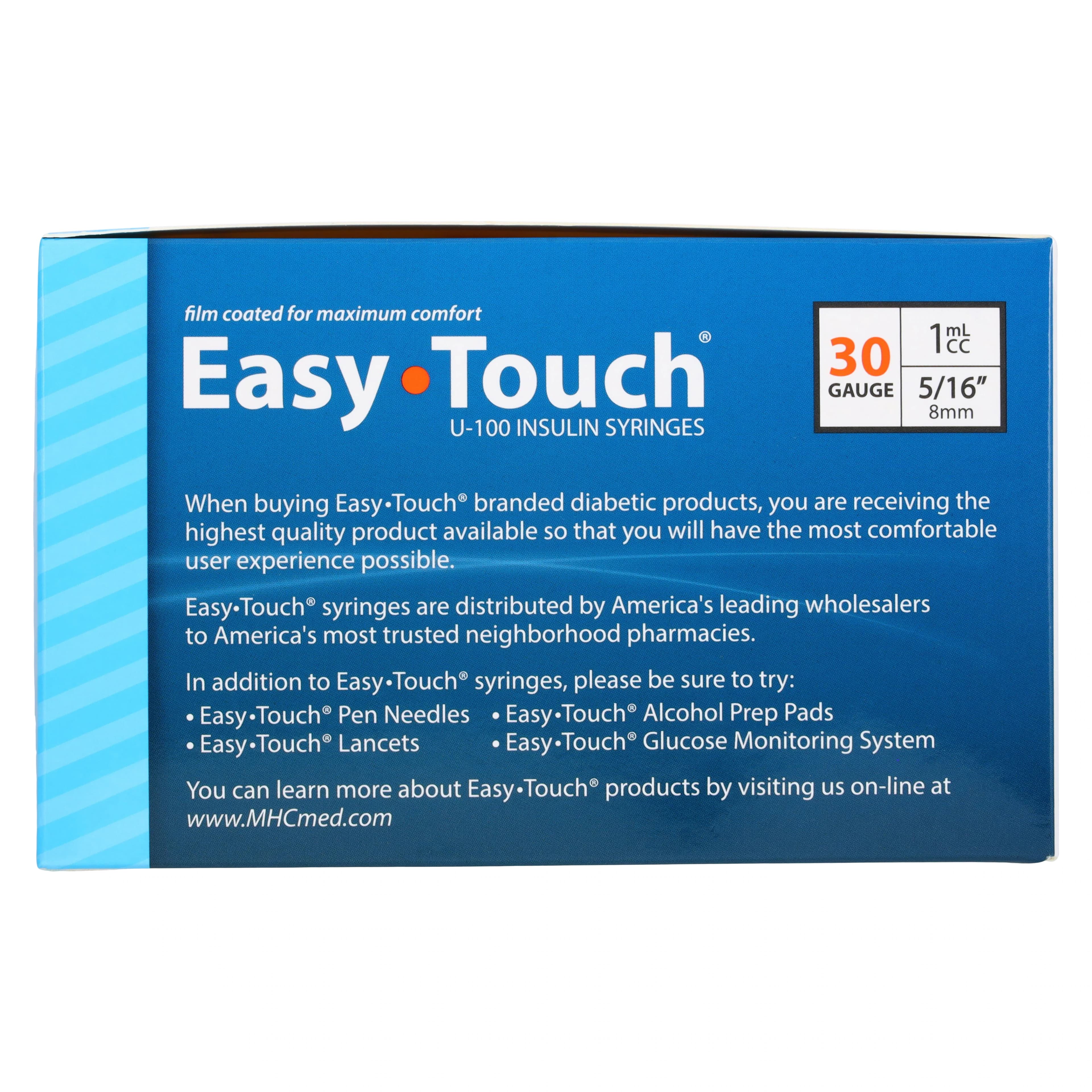 EasyTouch Insulin Syringe/Needle, 30G x 5/16", 1cc, Conventional Tri-Beveled, Blue, 100/Box thumbnail 11