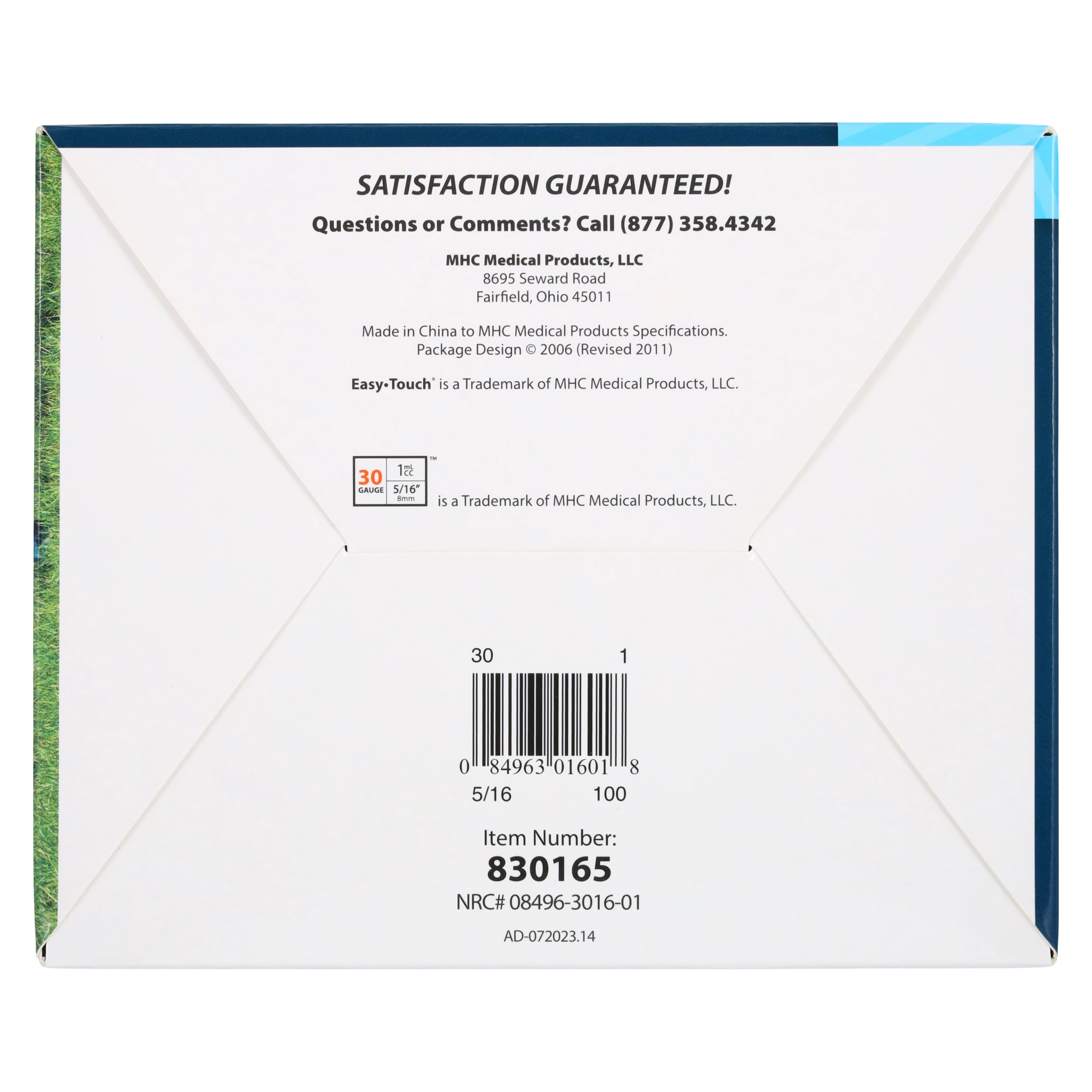 EasyTouch Insulin Syringe/Needle, 30G x 5/16", 1cc, Conventional Tri-Beveled, Blue, 100/Box thumbnail 12