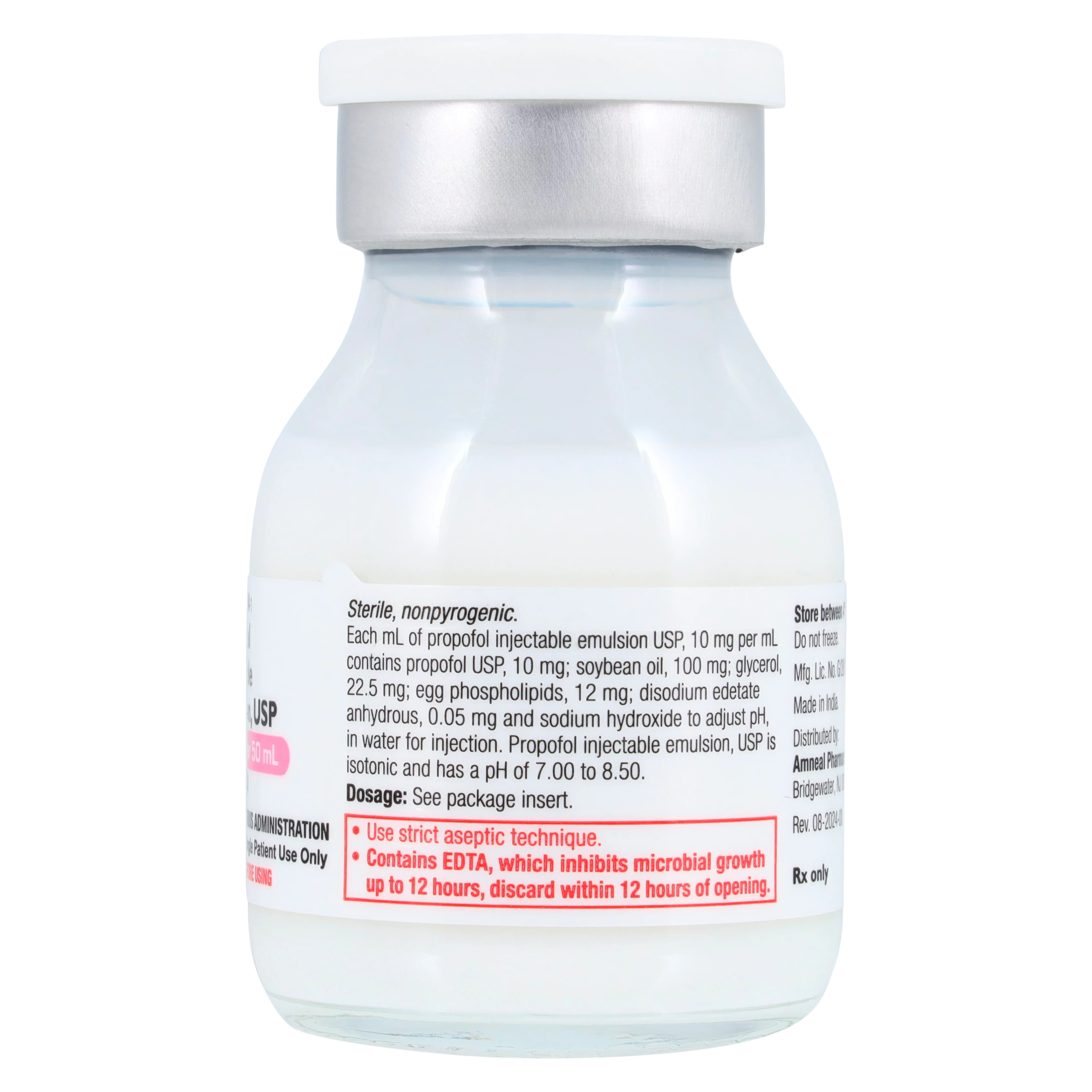 Propofol Injection 10mg/mL SDV 50mL, 20/Package, Amneal thumbnail 3